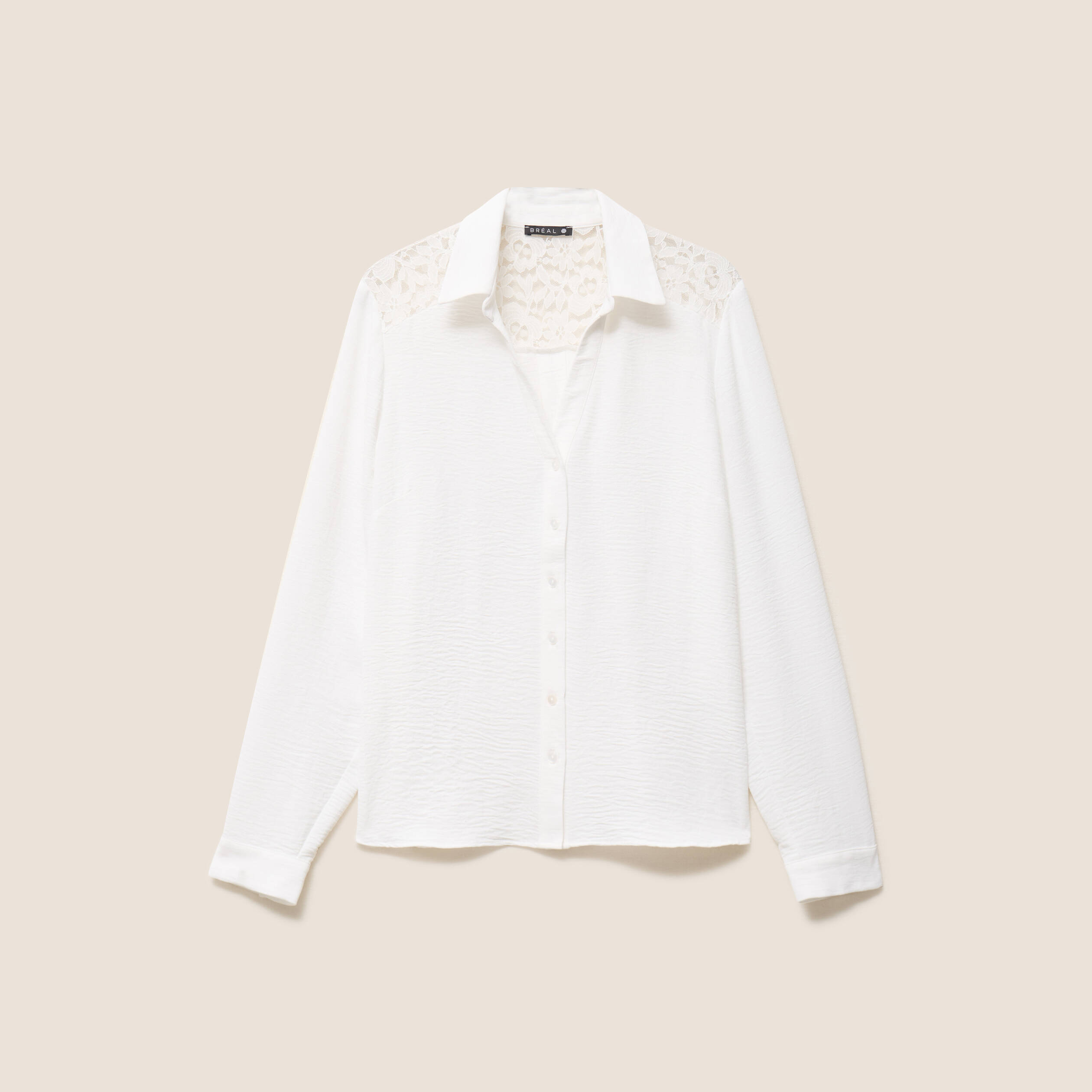 Chemise ample fluide manches longues ecru femme