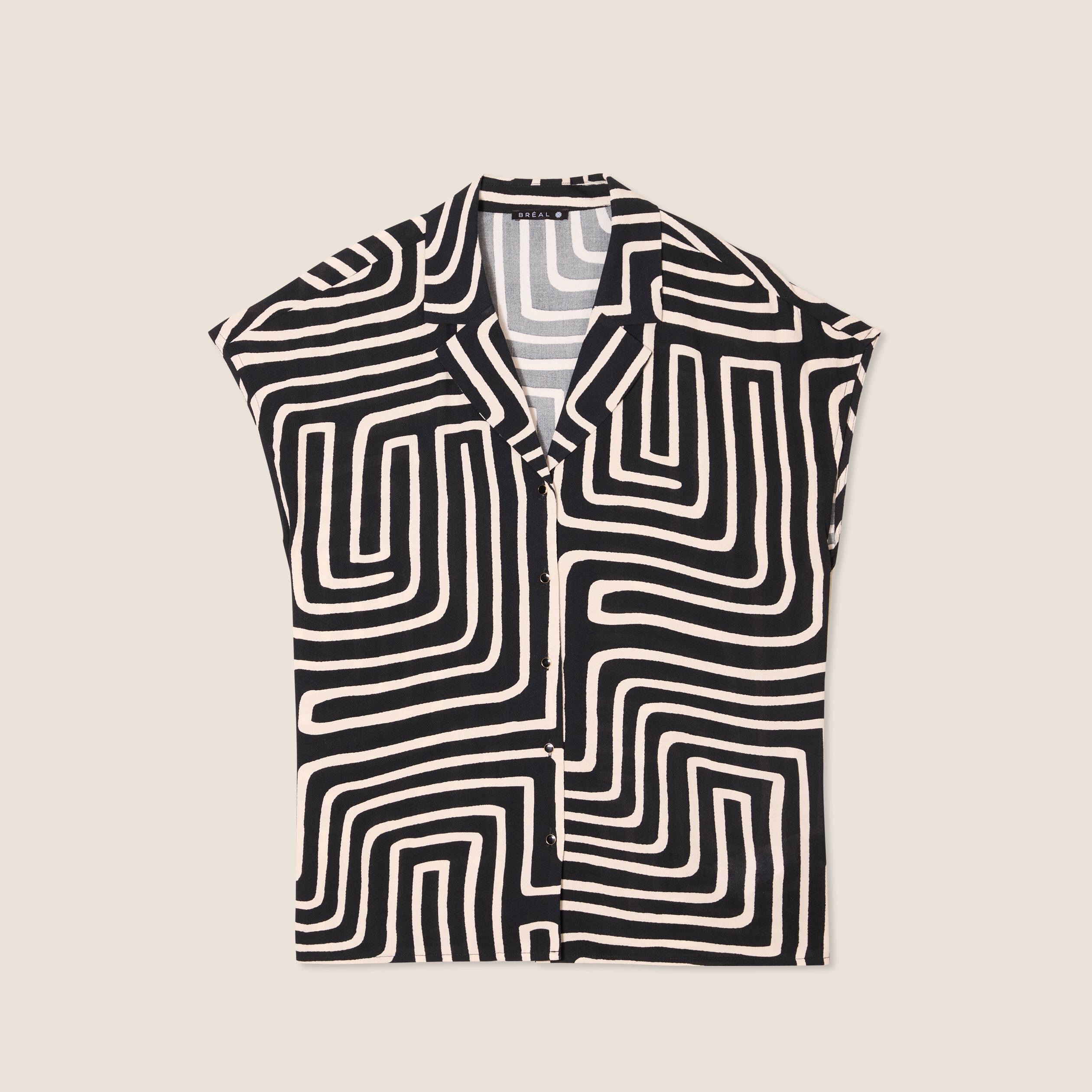 Chemise crêpe manches courtes noir femme