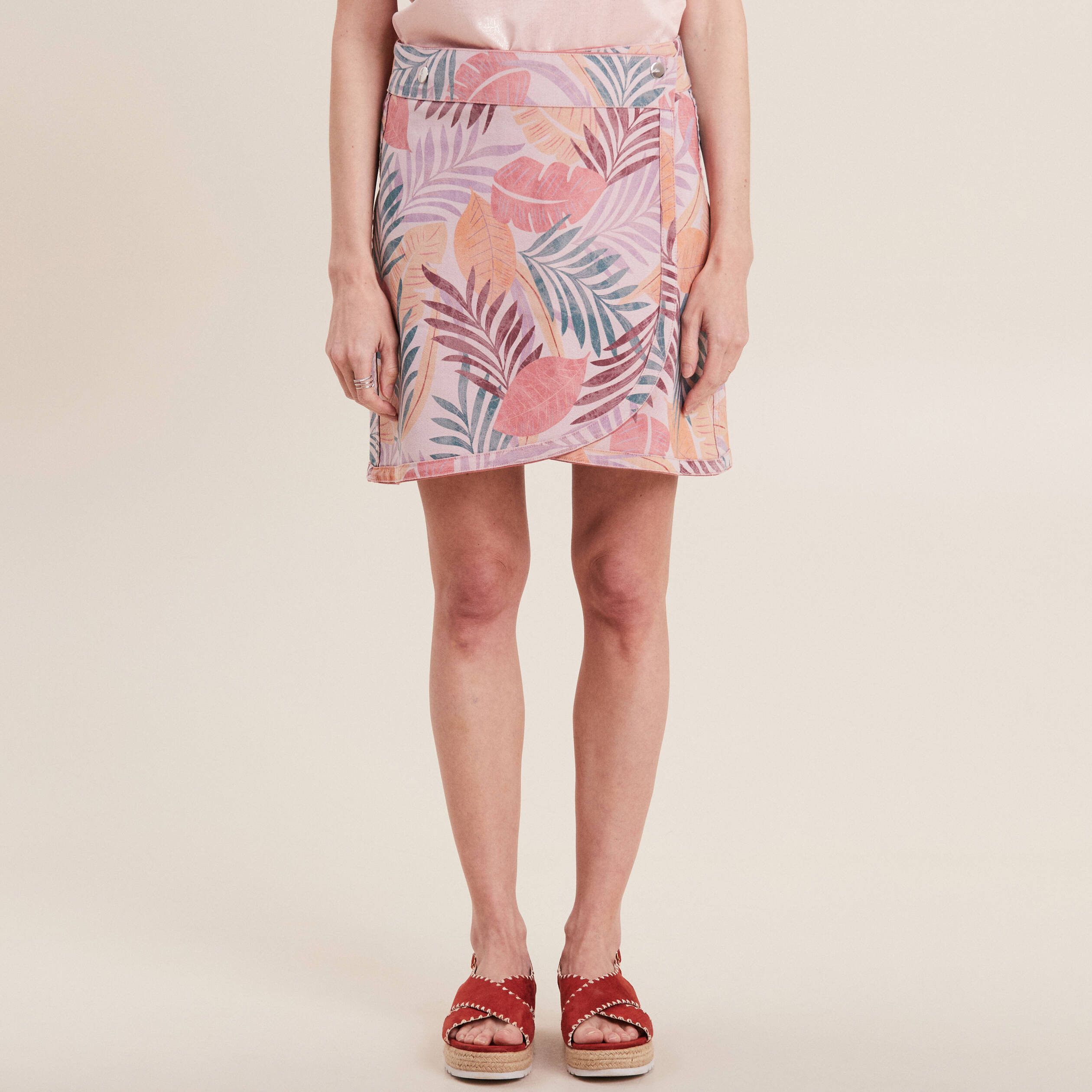 Jupe portefeuille réversible orange corail femme