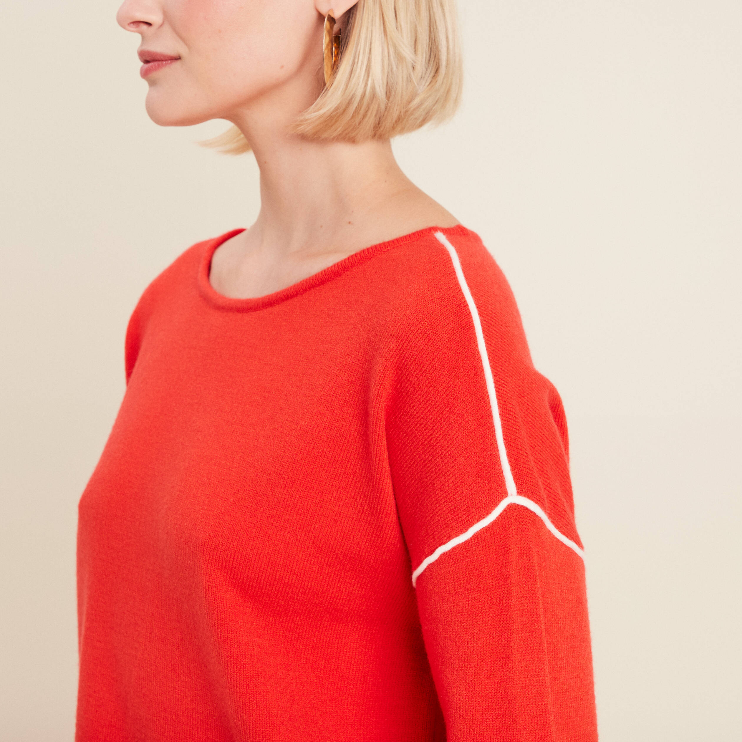Pull manches longues orange foncé femme