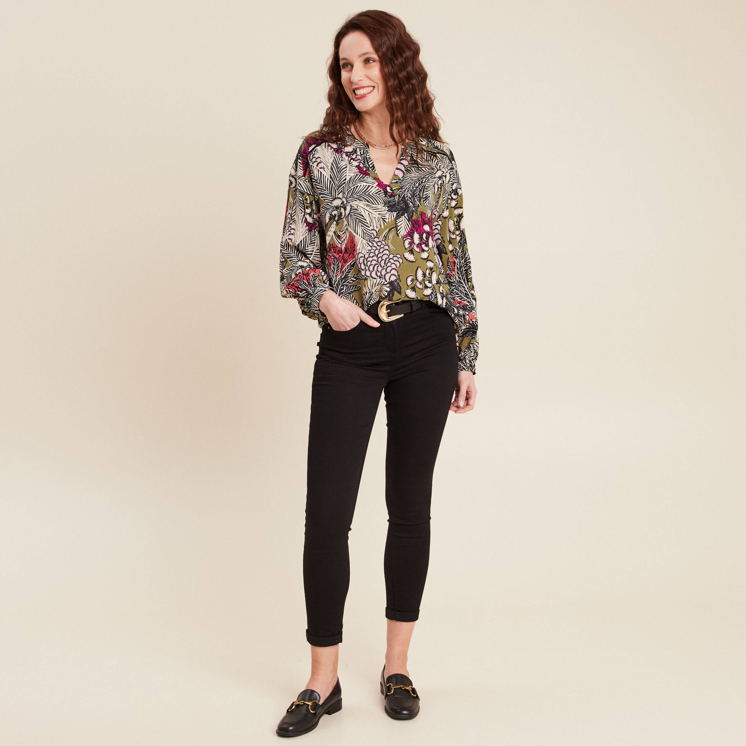 blouse manches 34 vert femme Blouse manches 3/4 vert femme