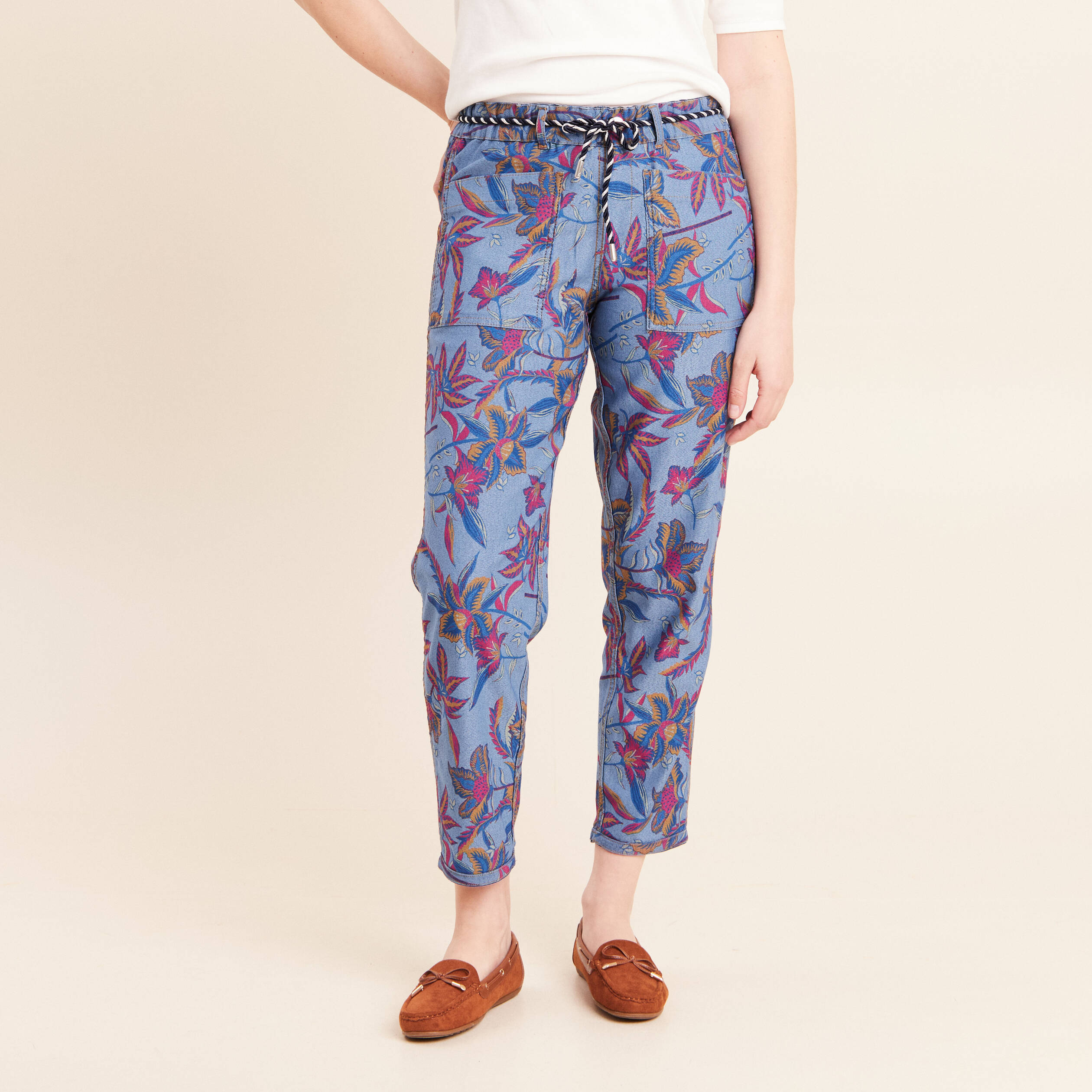 Jean droit r&eacute;versible bleu femme