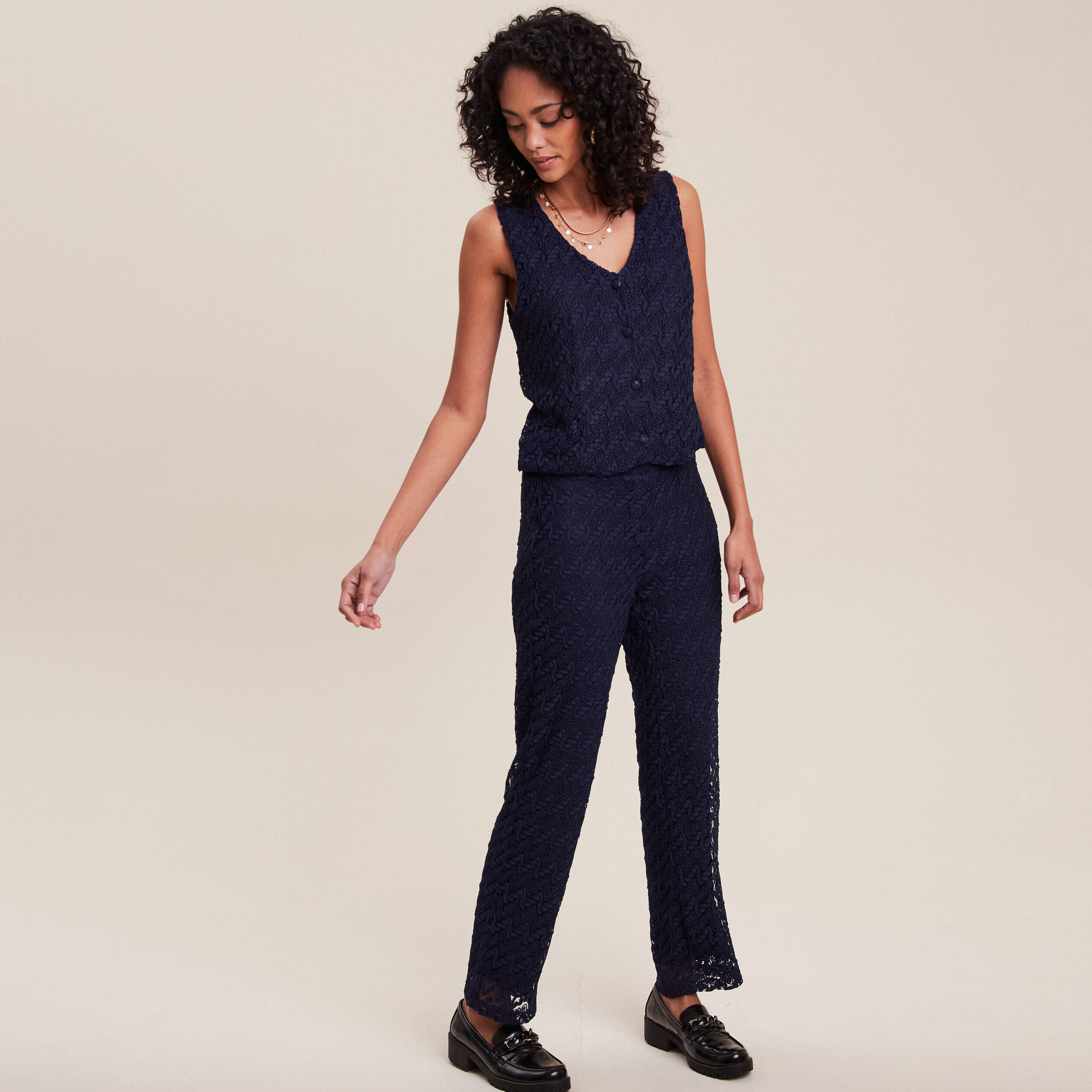Gilet sans manches bleu foncé femme