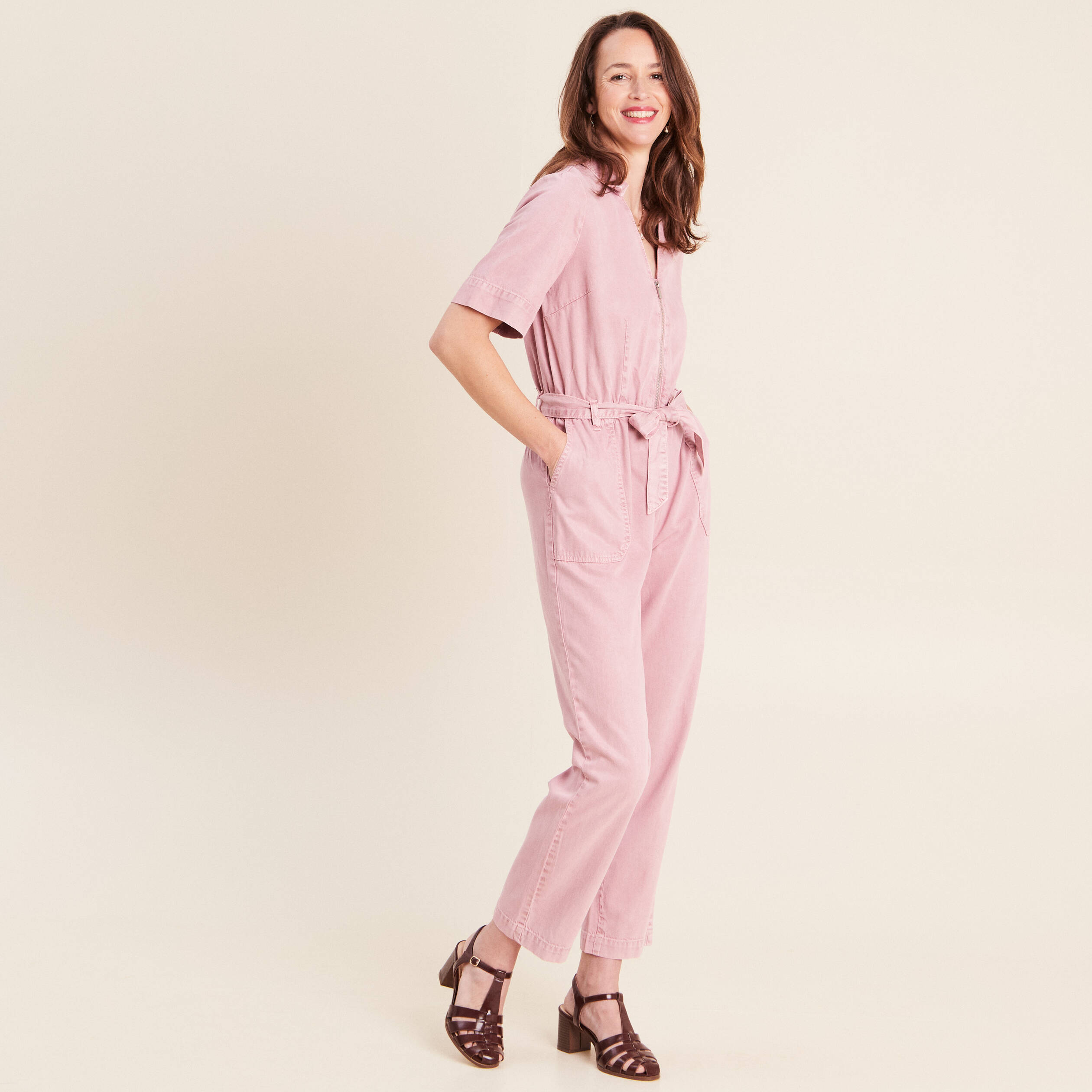 Combinaison fluide rose femme