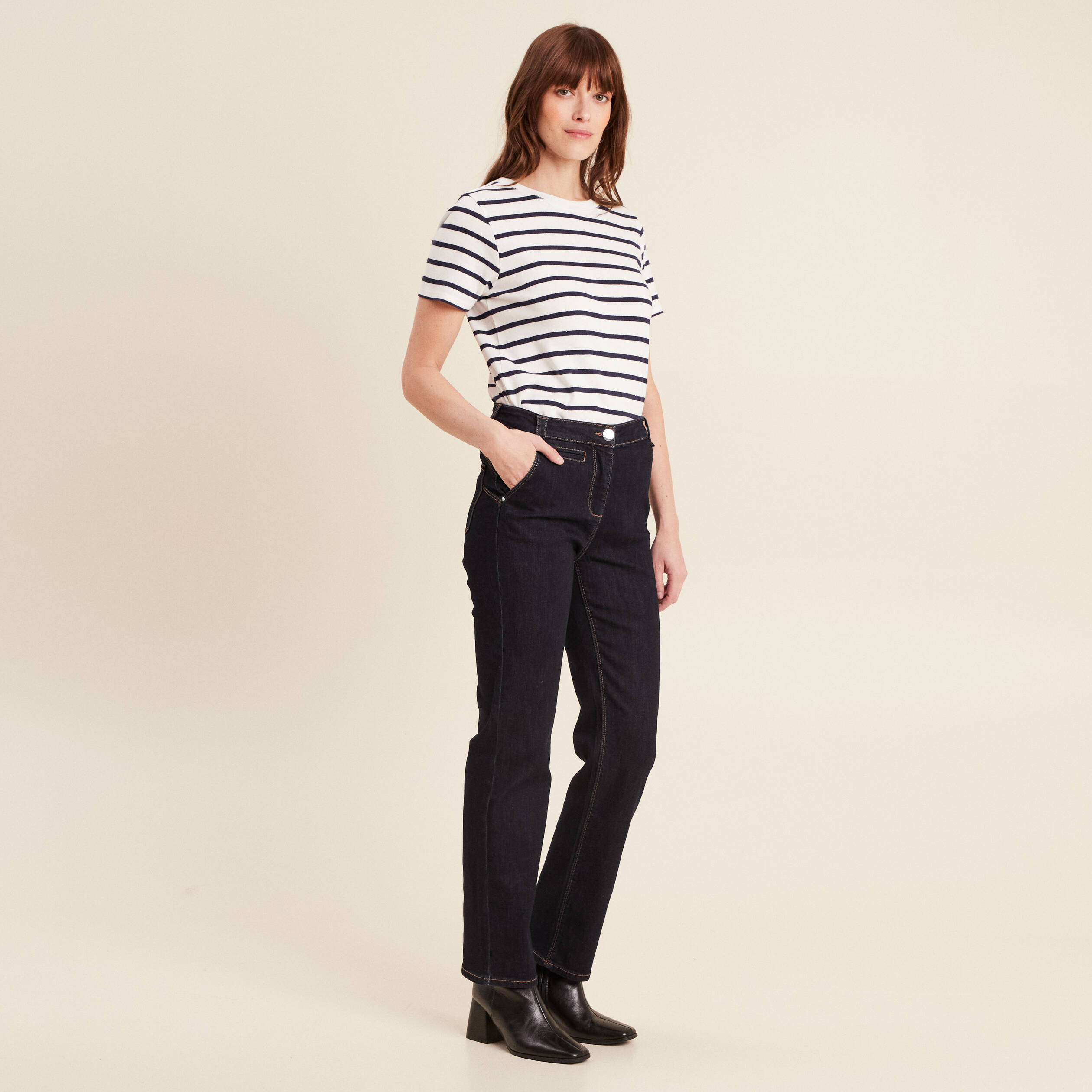 Jean droit 7/8ème denim brut femme