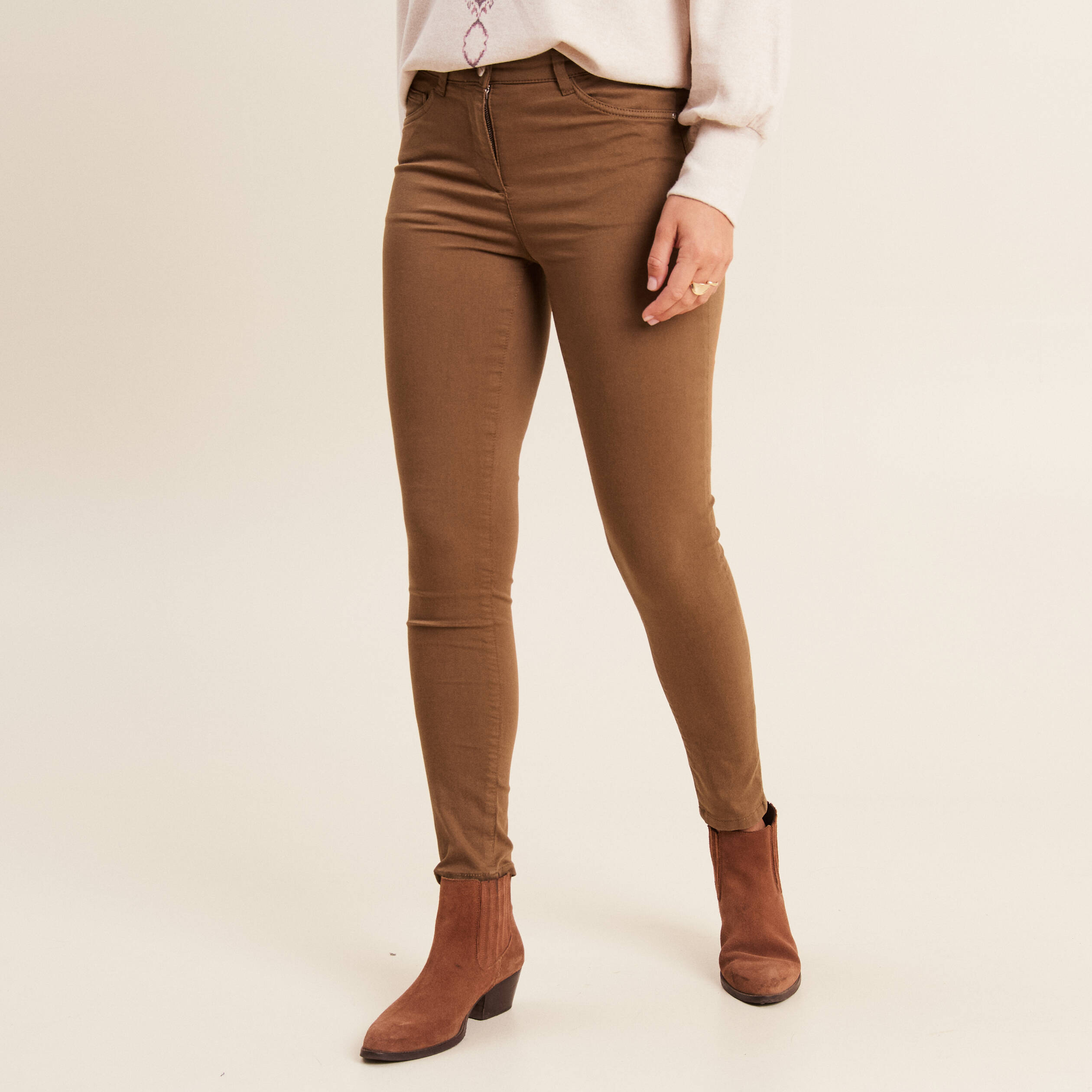 Pantalon magique Le L&eacute;ger coupe ajust&eacute;e taupe femme