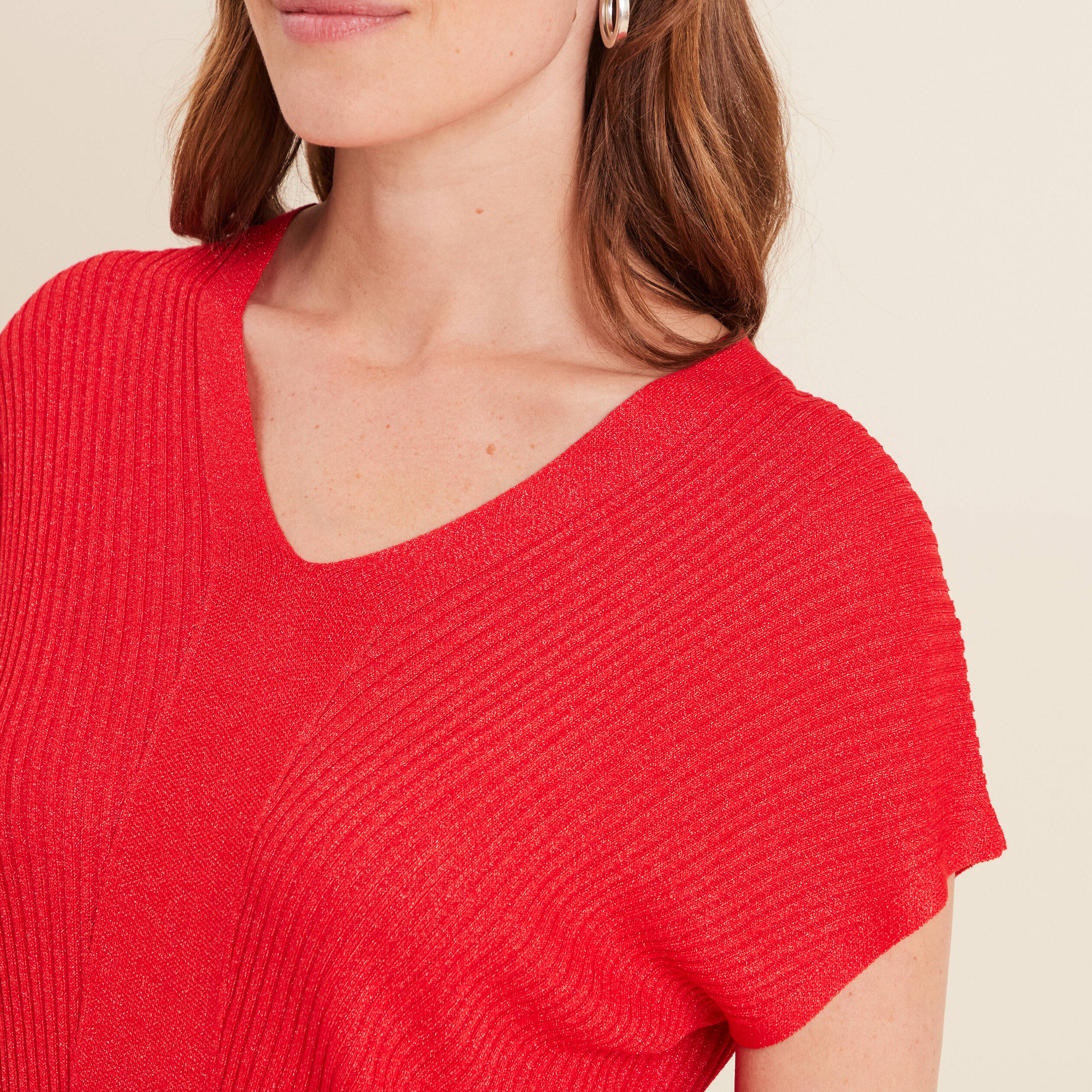 pull a manches courtes rouge femme Pull à manches courtes rouge femme