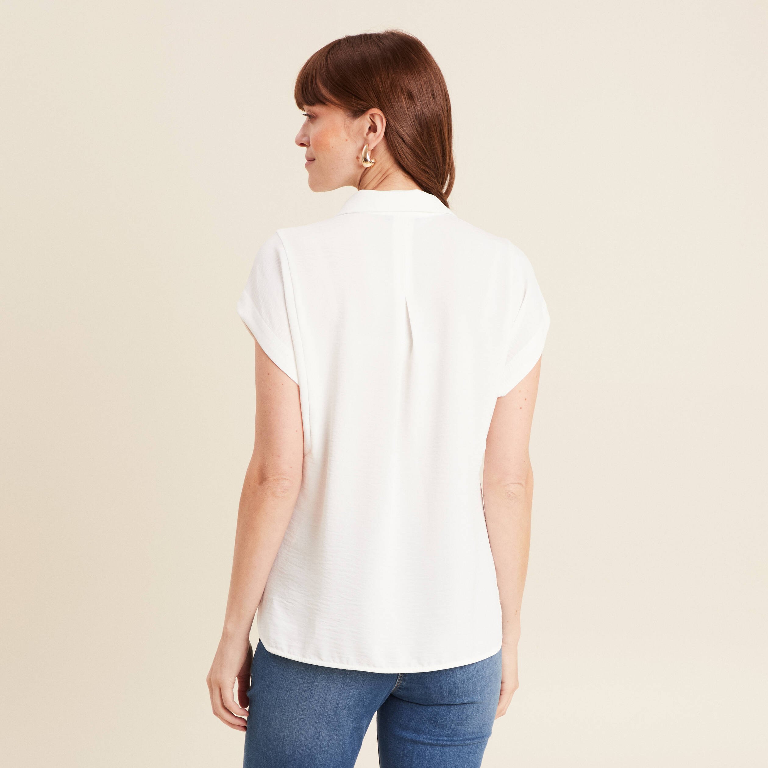 blouse manches courtes ecru femme Blouse manches courtes ecru femme