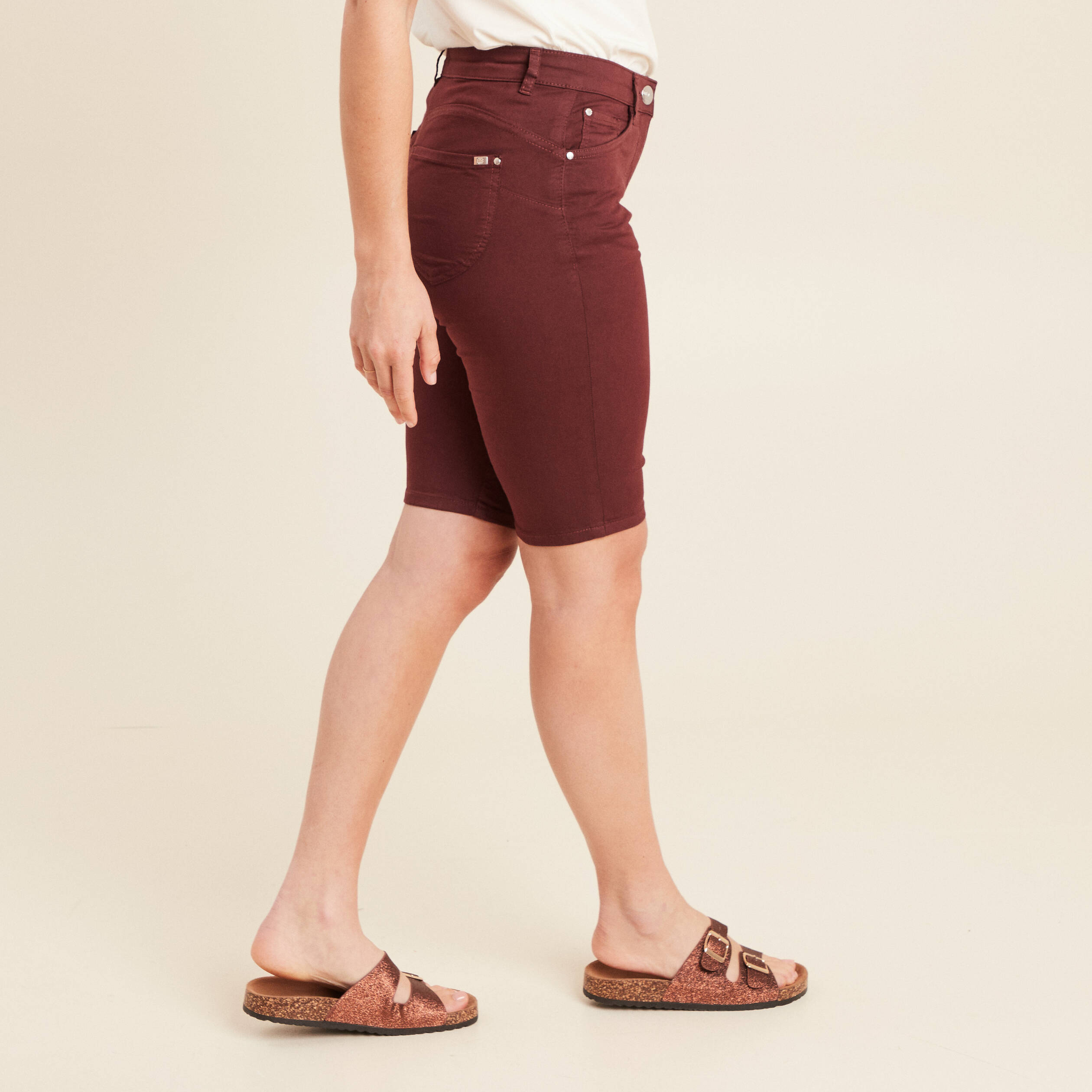 Bermuda magique le Léger bordeaux femme