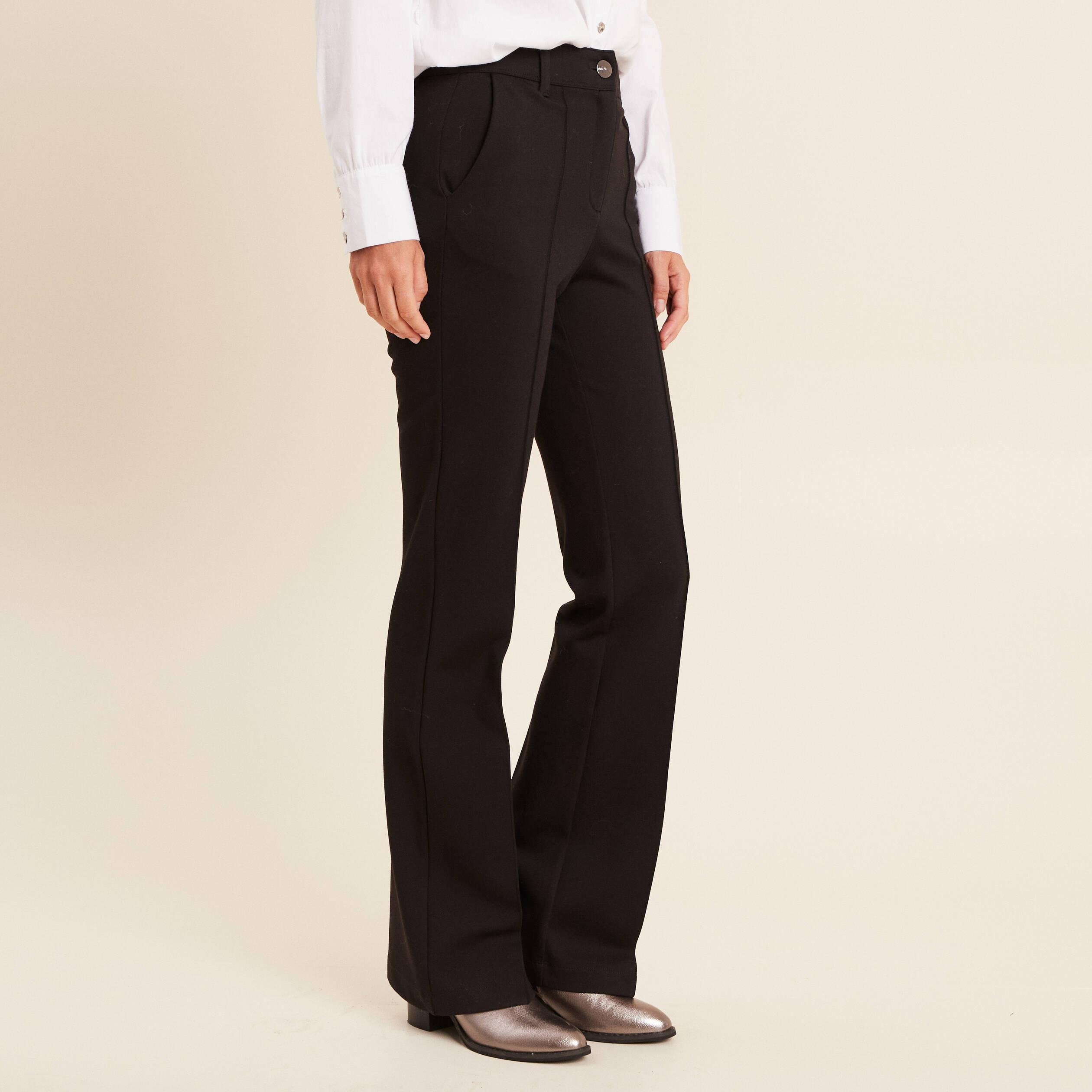 Pantalon bootcut maille milano noir femme