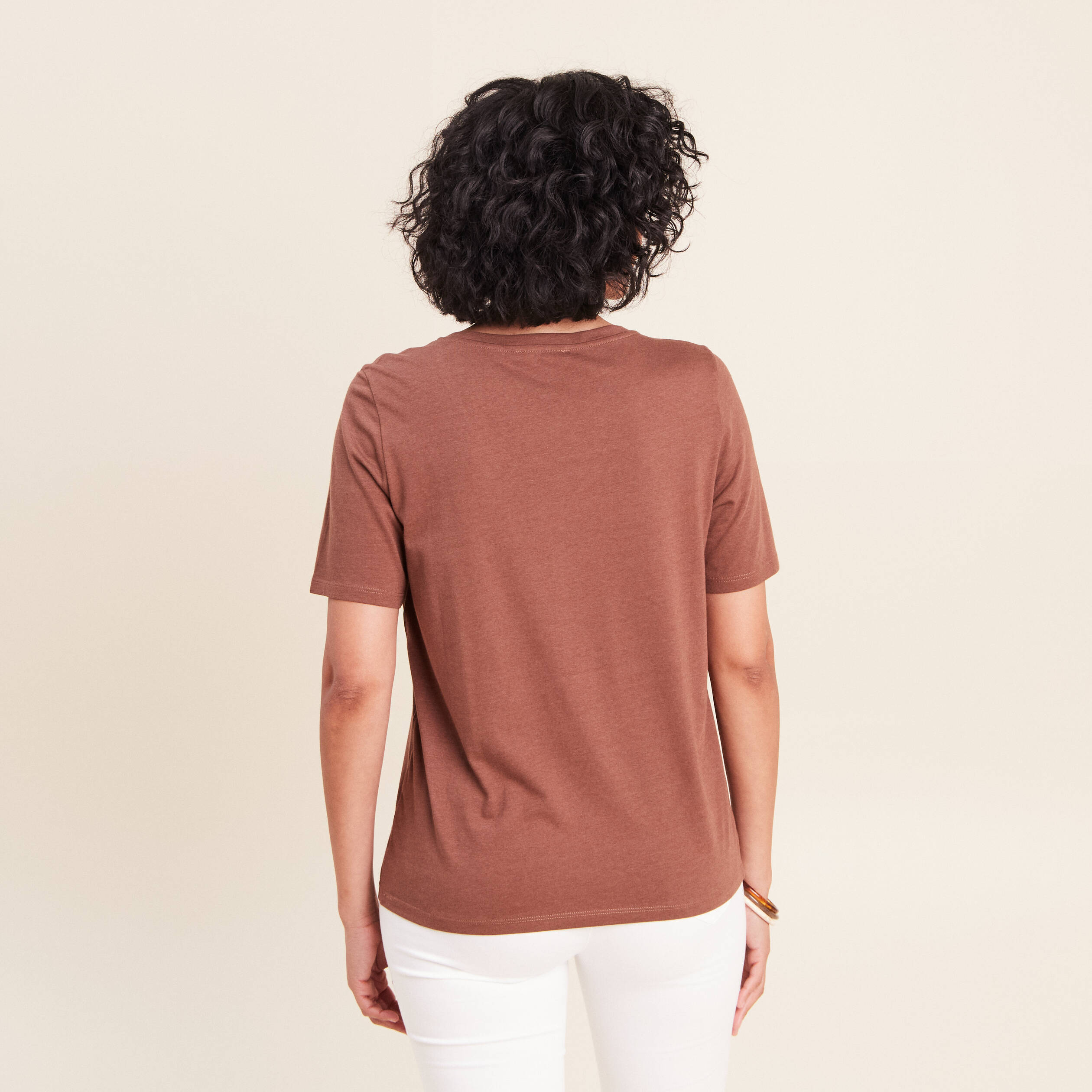 T-shirt manches courtes marron femme