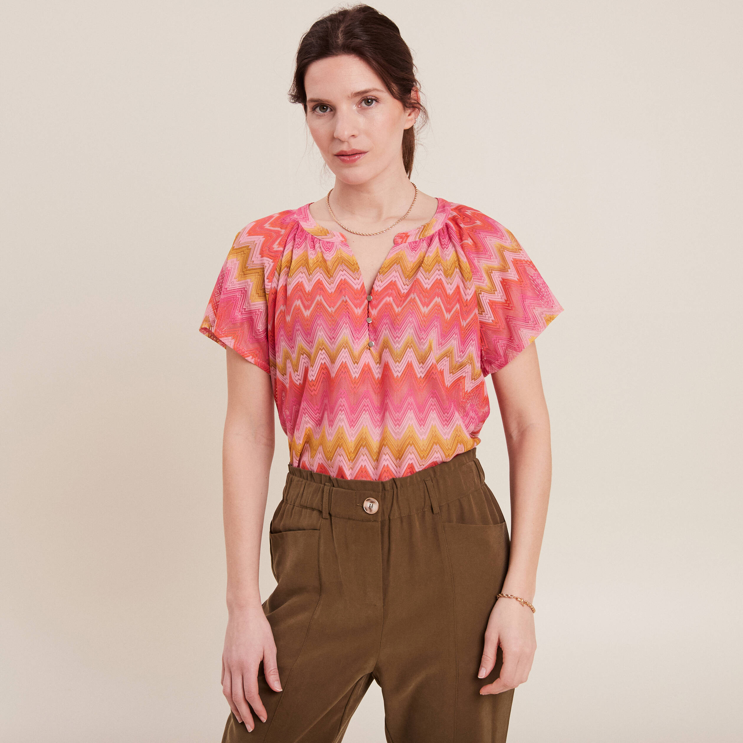 T-shirt manches courtes orange femme