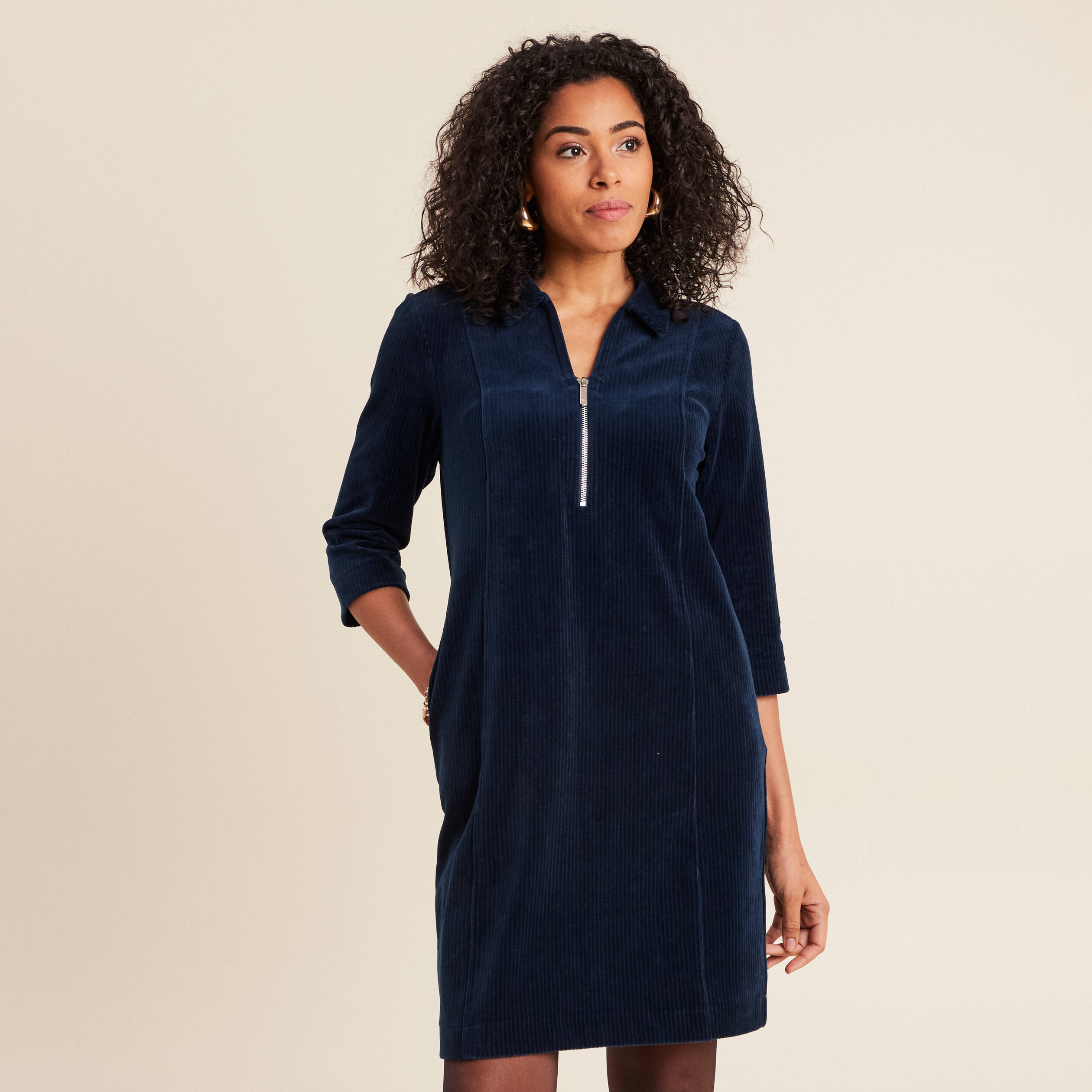 Robe velour bleu marine hotsell