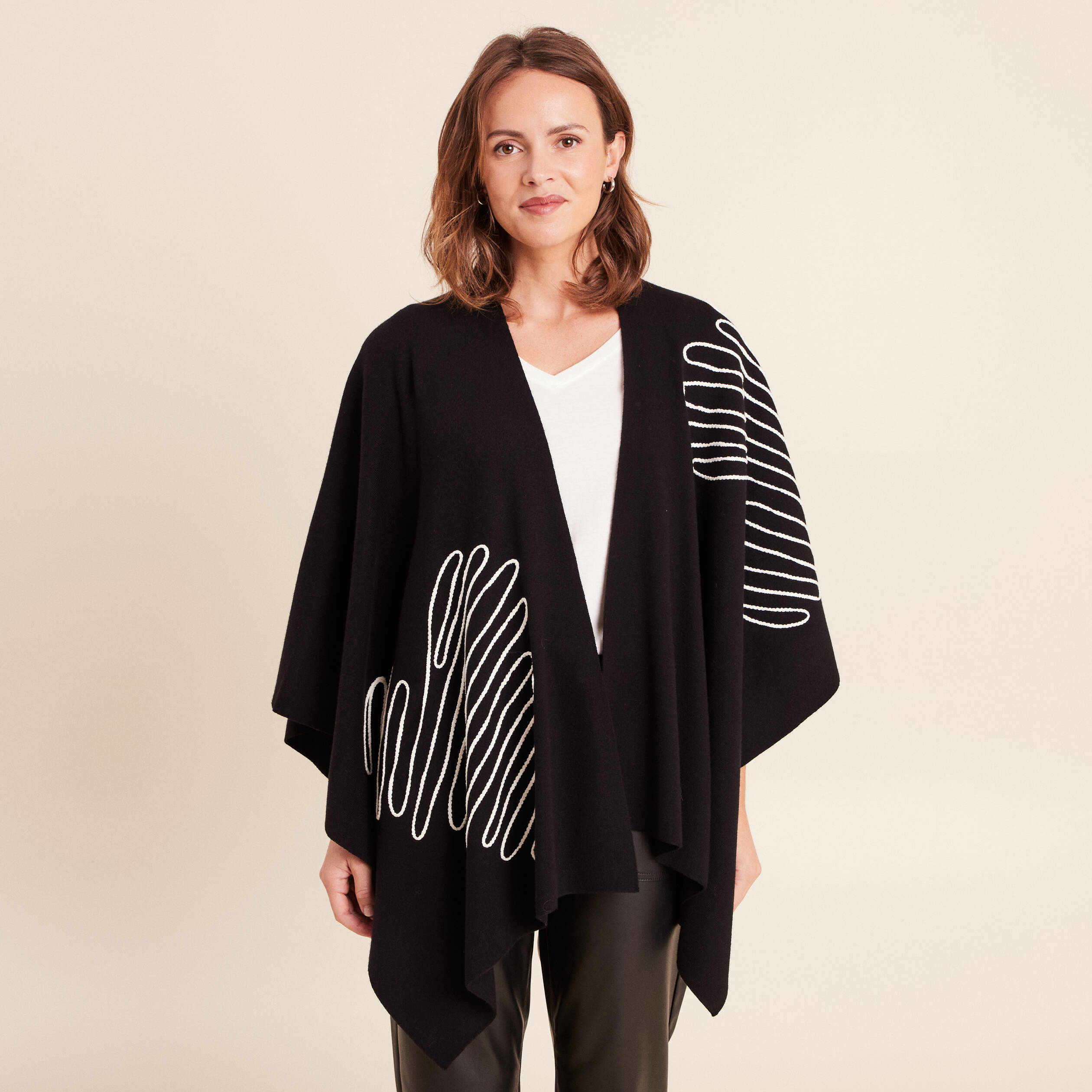 Poncho noir femme