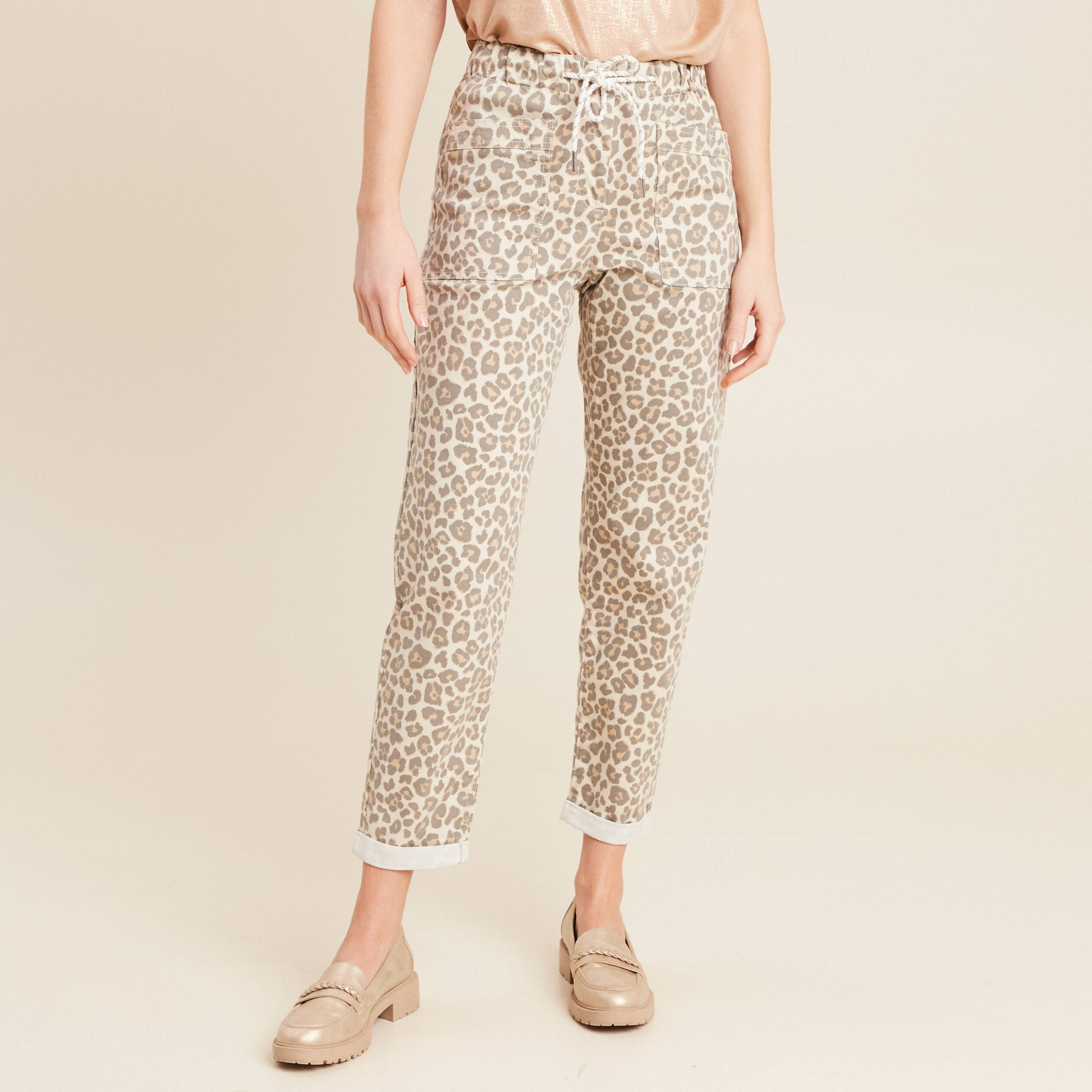 Pantalon coupe mom 7/8&egrave;me blanc femme