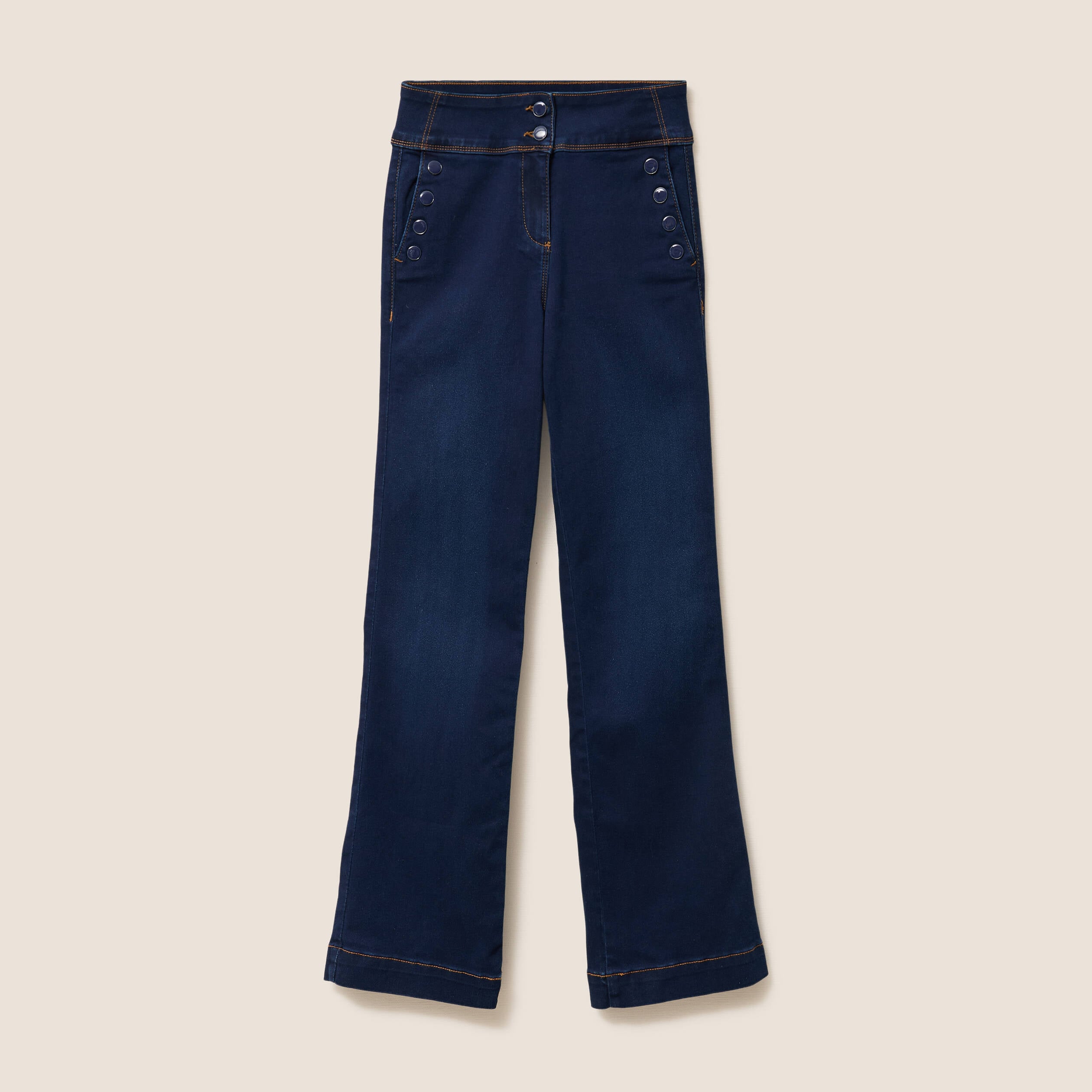 Jean bootcut taille haute denim brut femme