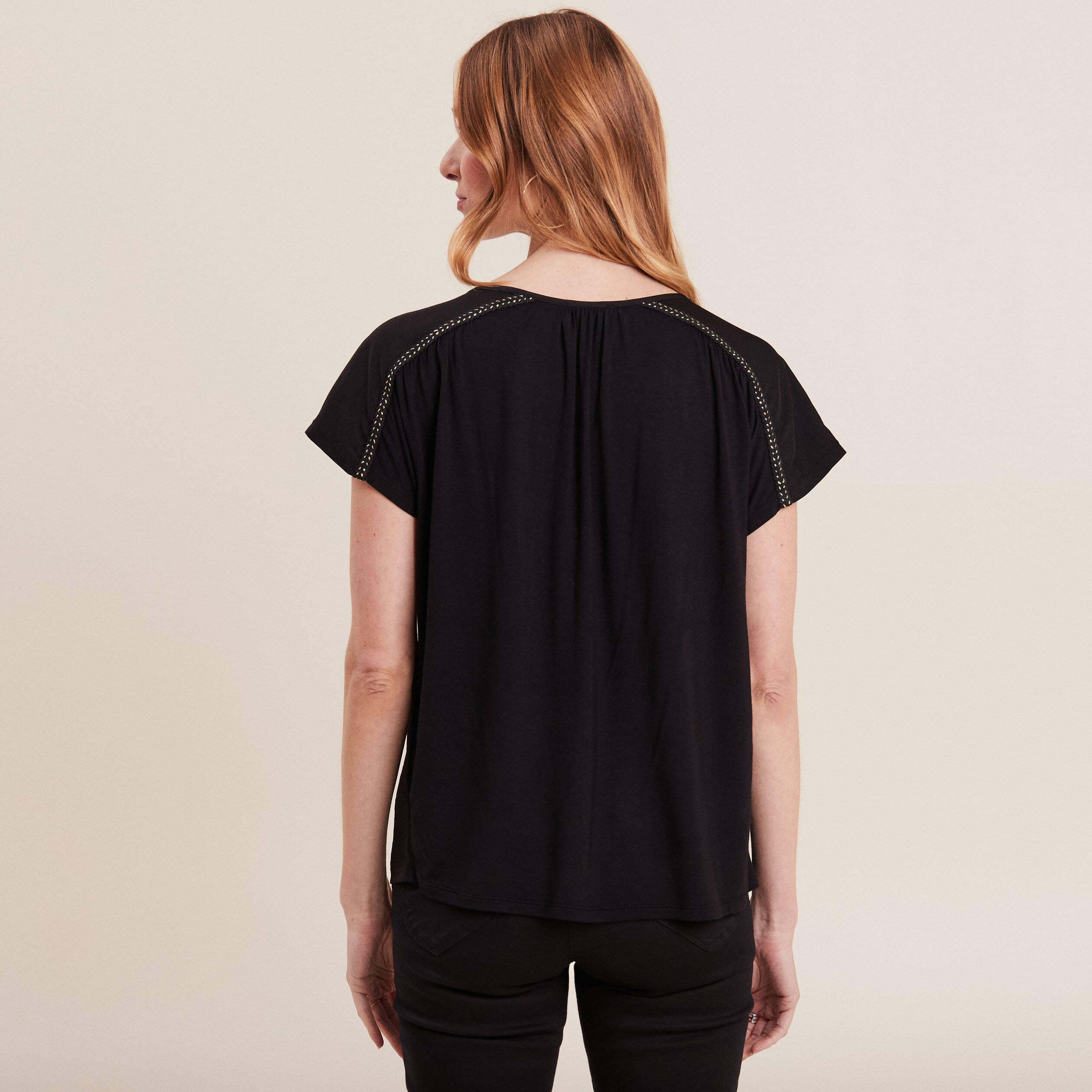T-shirt manches courtes noir femme