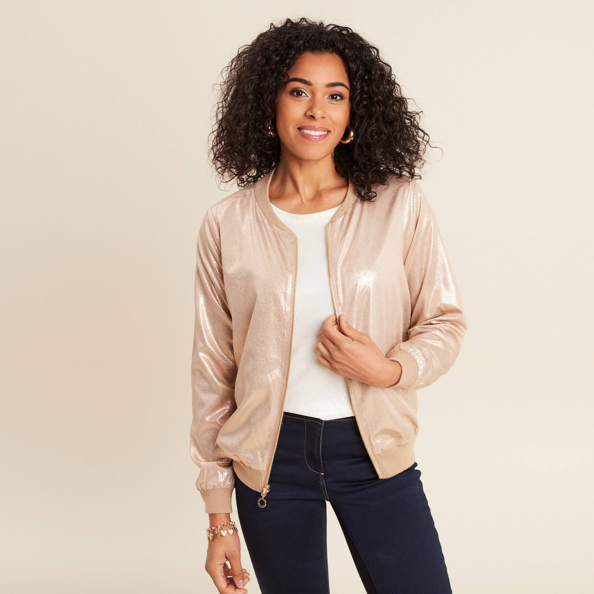 Gilet r&eacute;versible ajour&eacute; sable femme