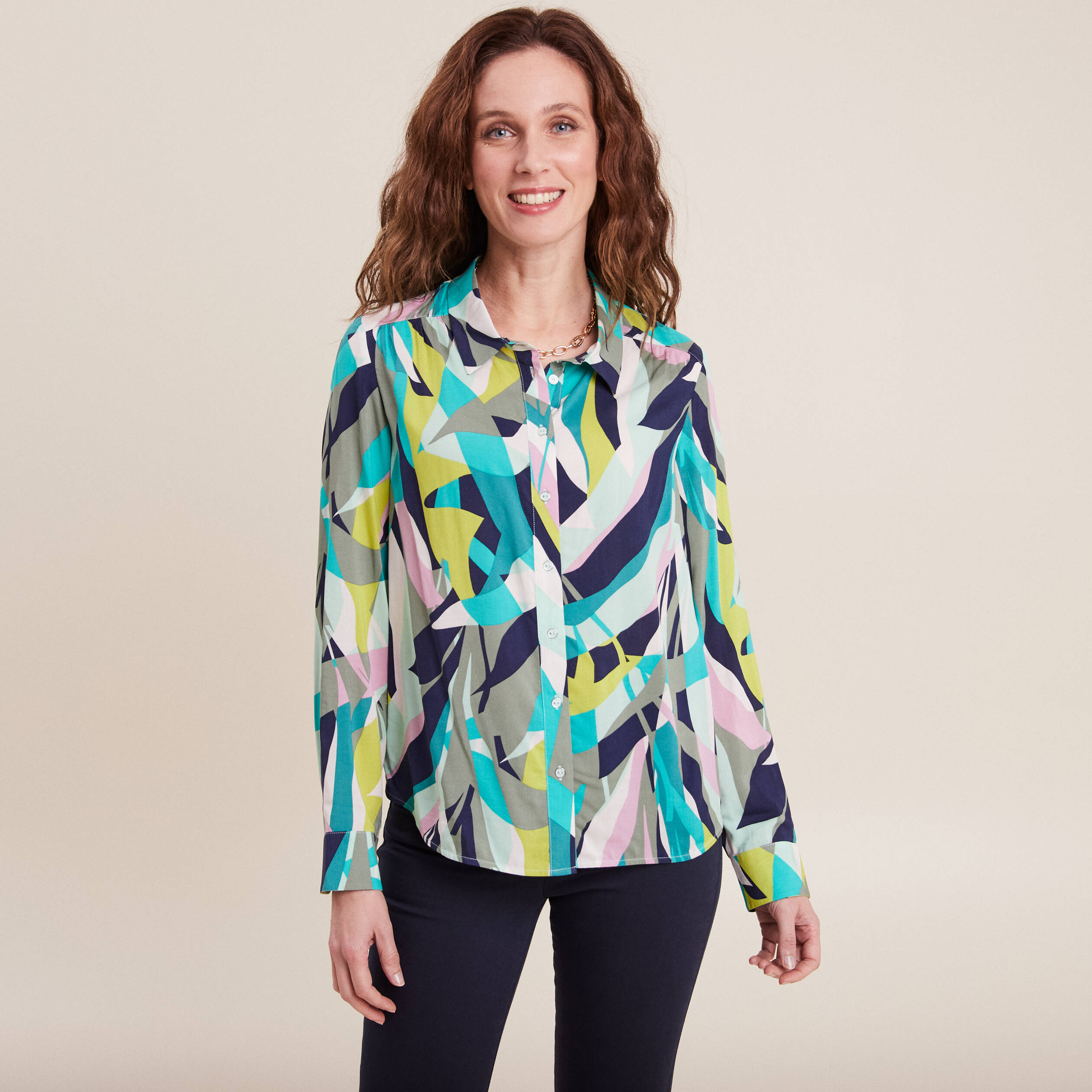 Chemise manches longues vert femme