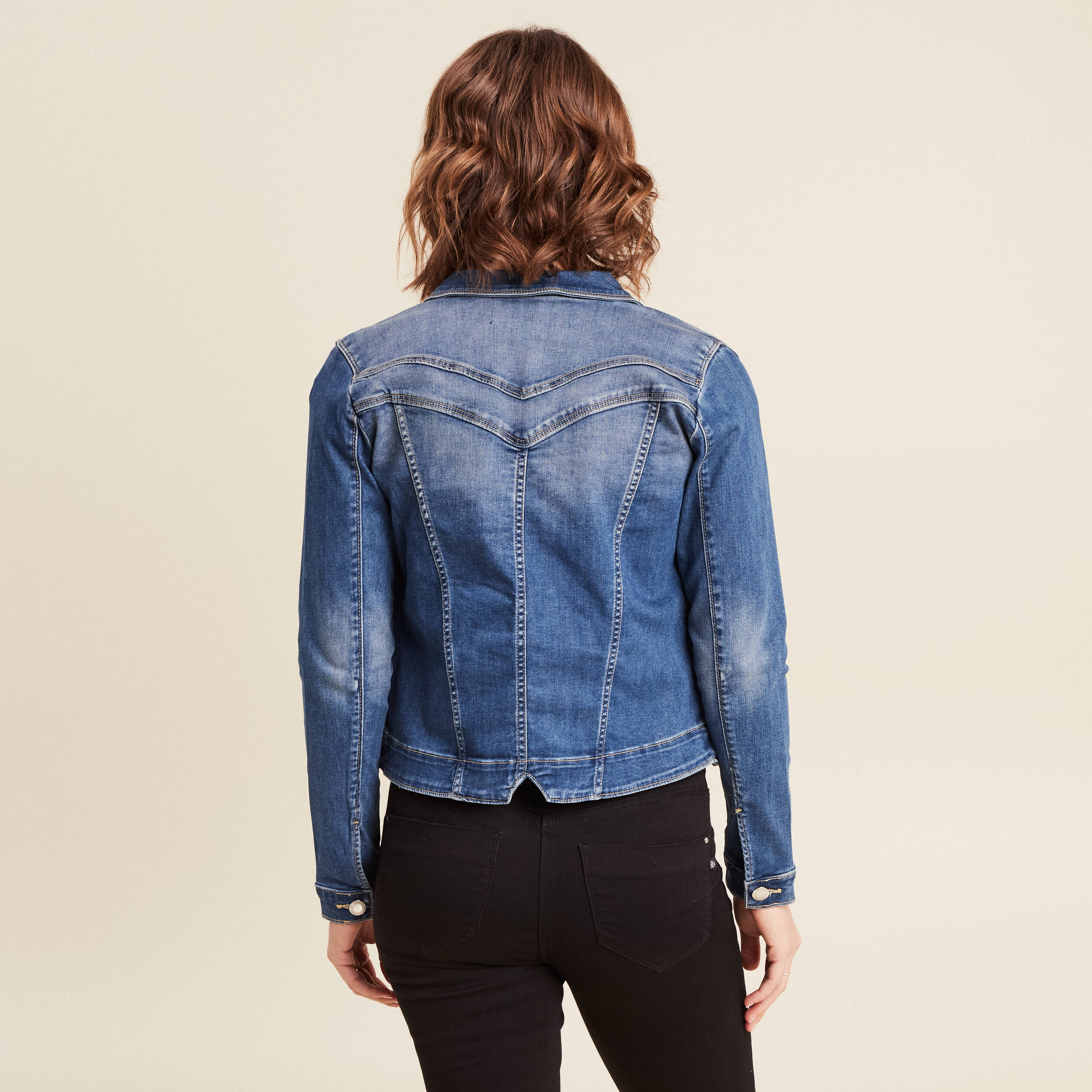 Blouson en jean denim double stone femme