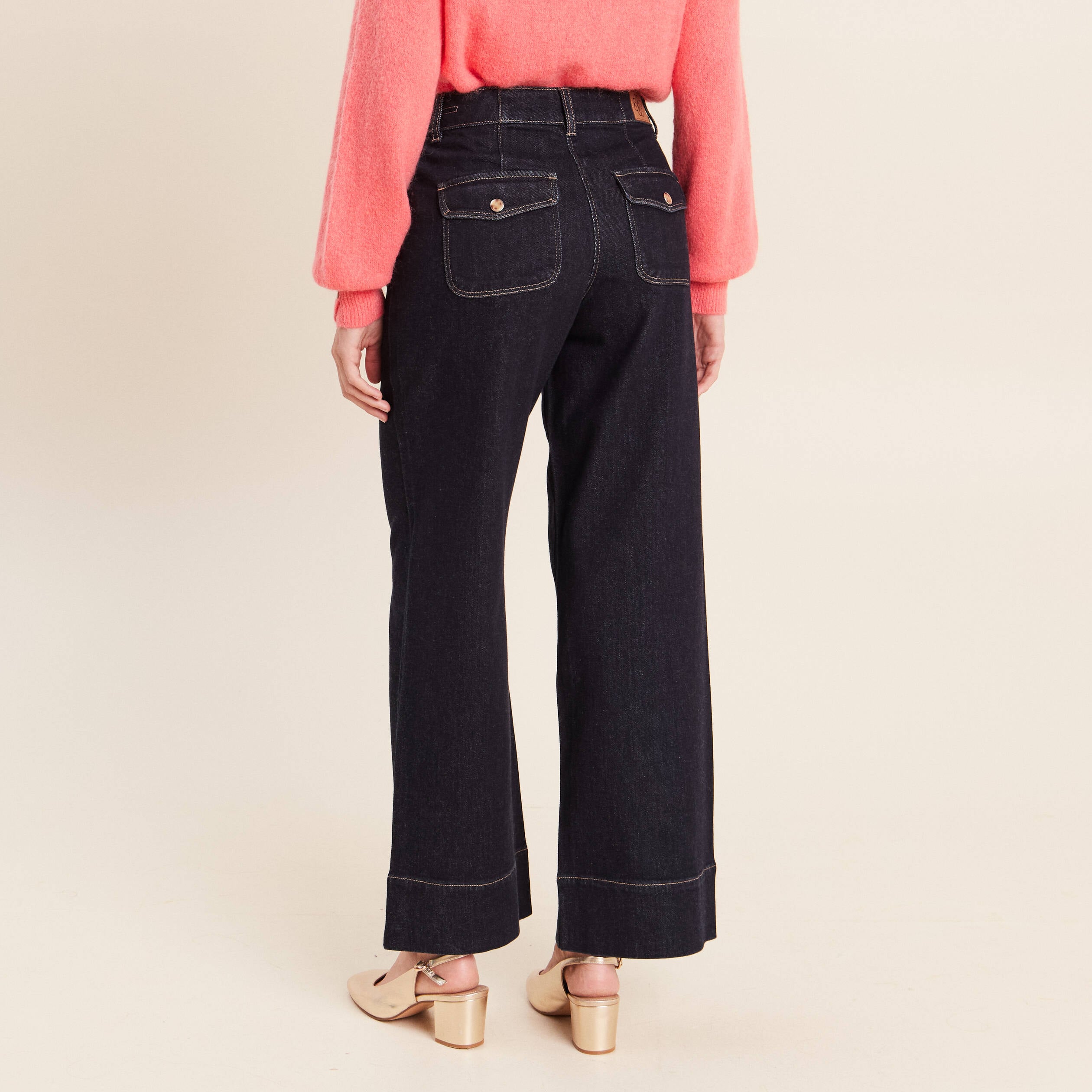 Jean large denim brut femme