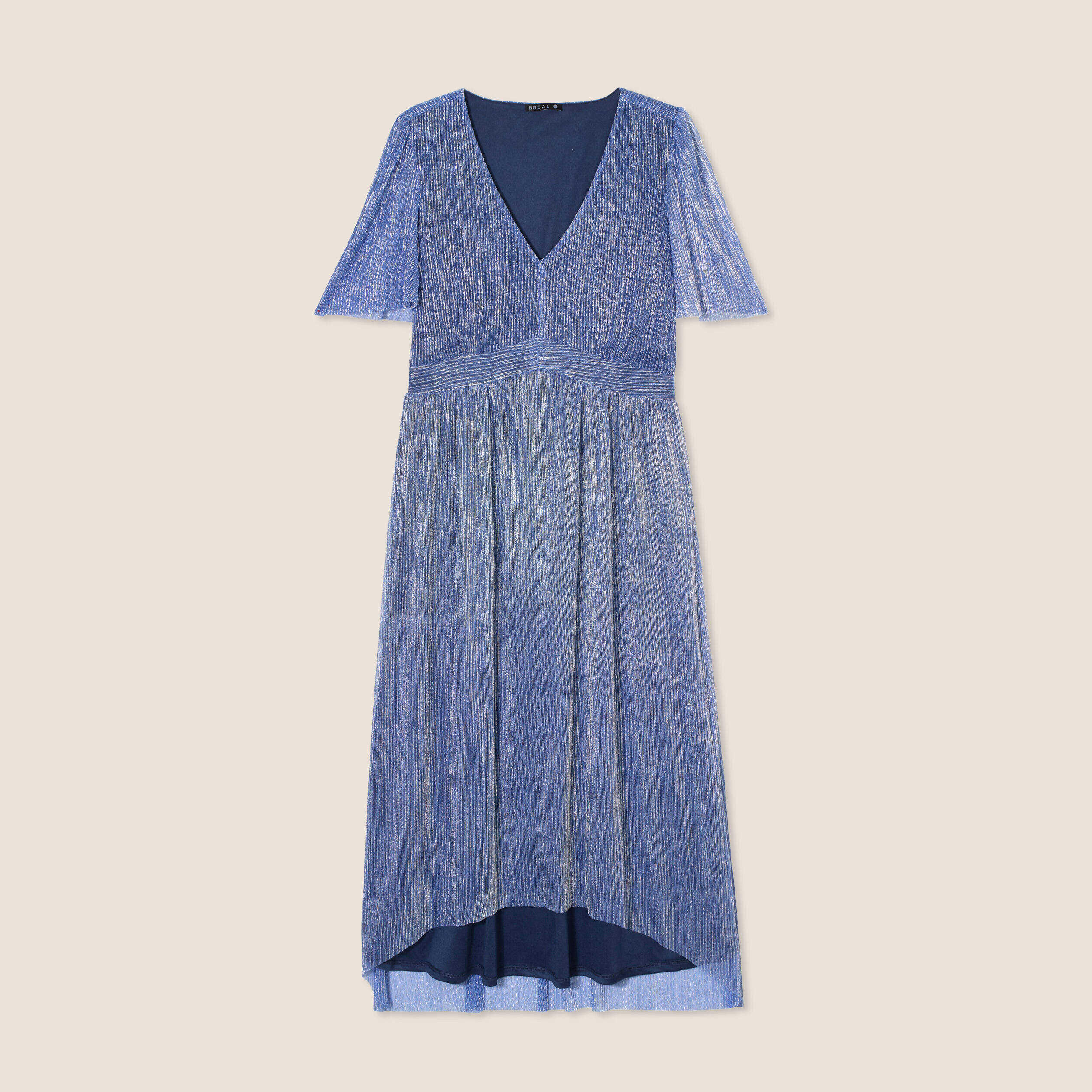 Robe longue évasée bleu ciel femme
