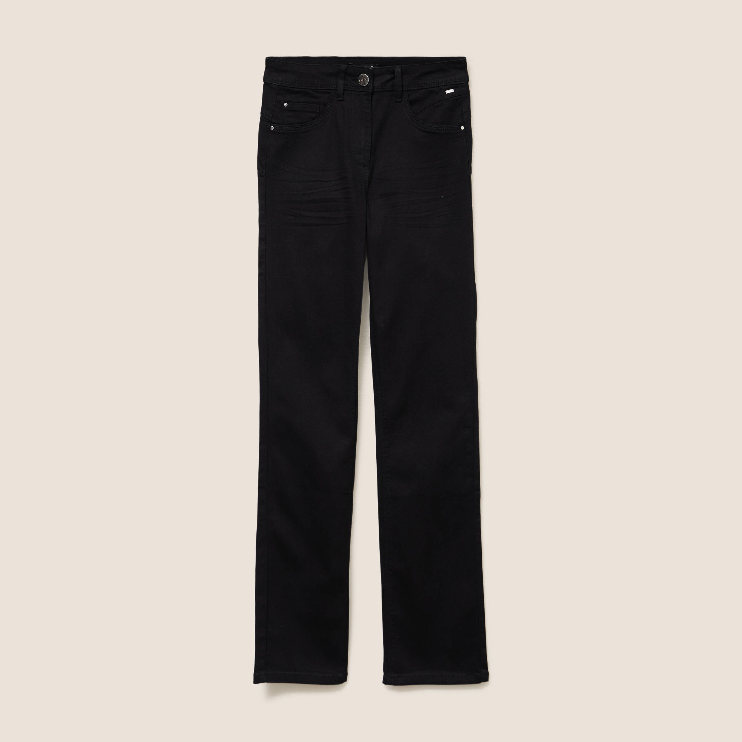 Jean coupe droite taille haute noir femme