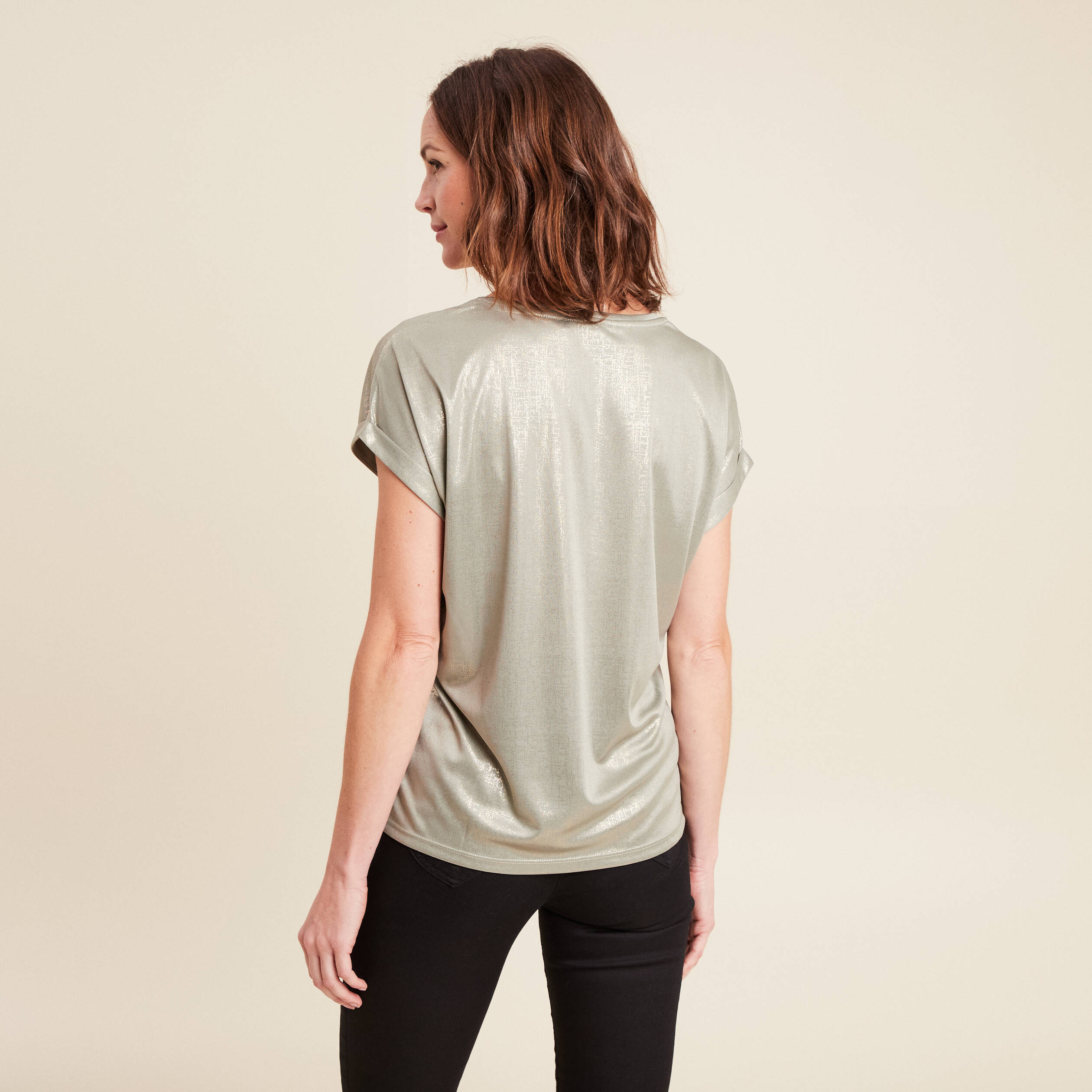 t shirt manches courtes vert clair femme T-shirt manches courtes vert clair femme