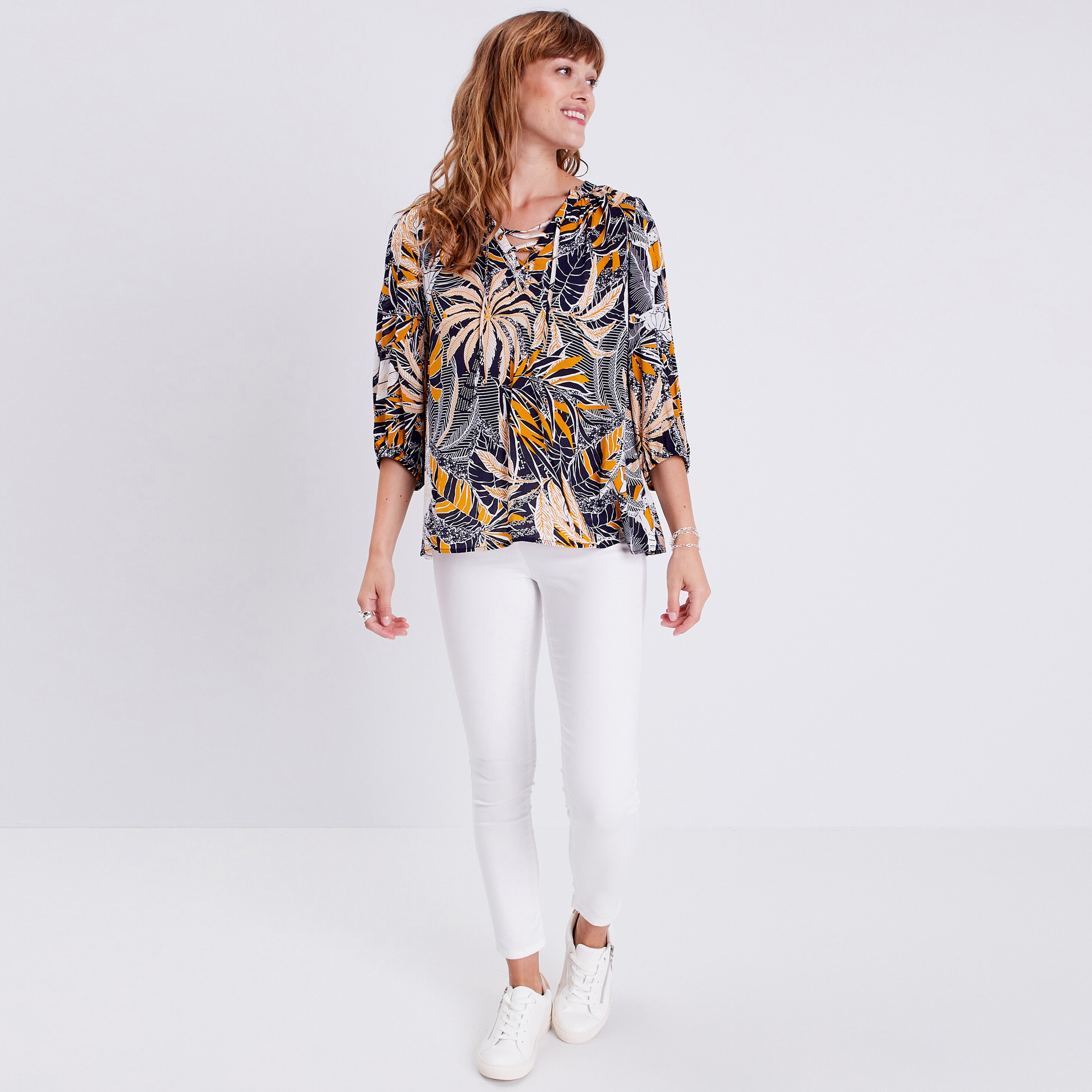 Blouse manches 3/4 blanc femme