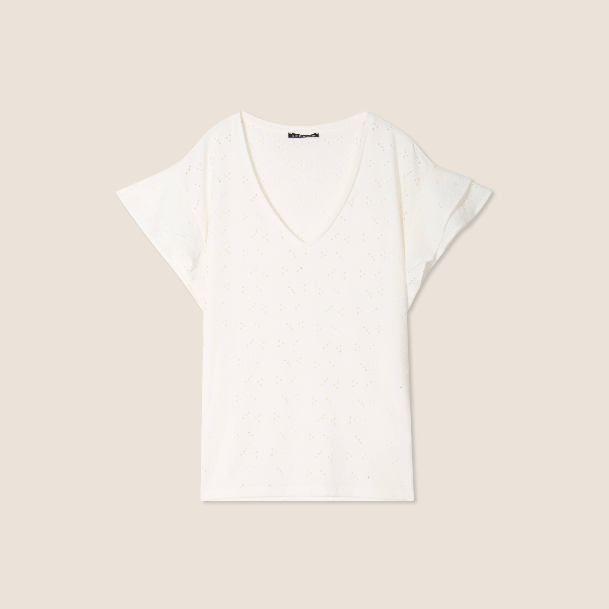 t shirt cintre col v ecru femme T-shirt cintré col V ecru femme