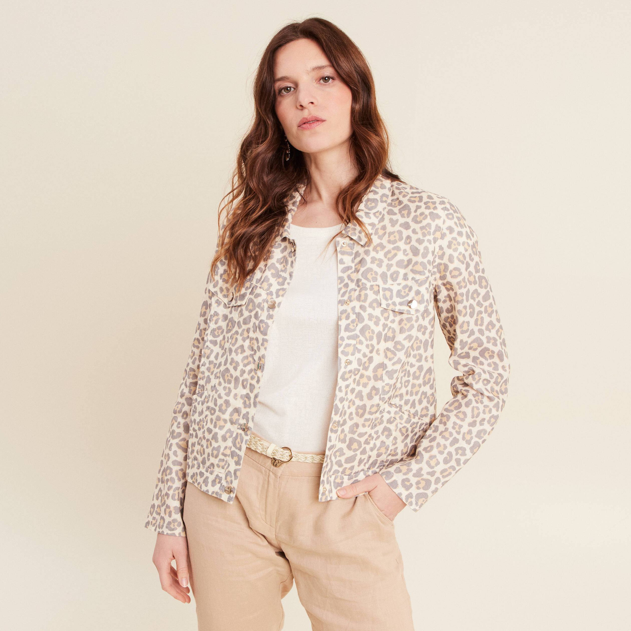 Veste boutonnée blanc femme