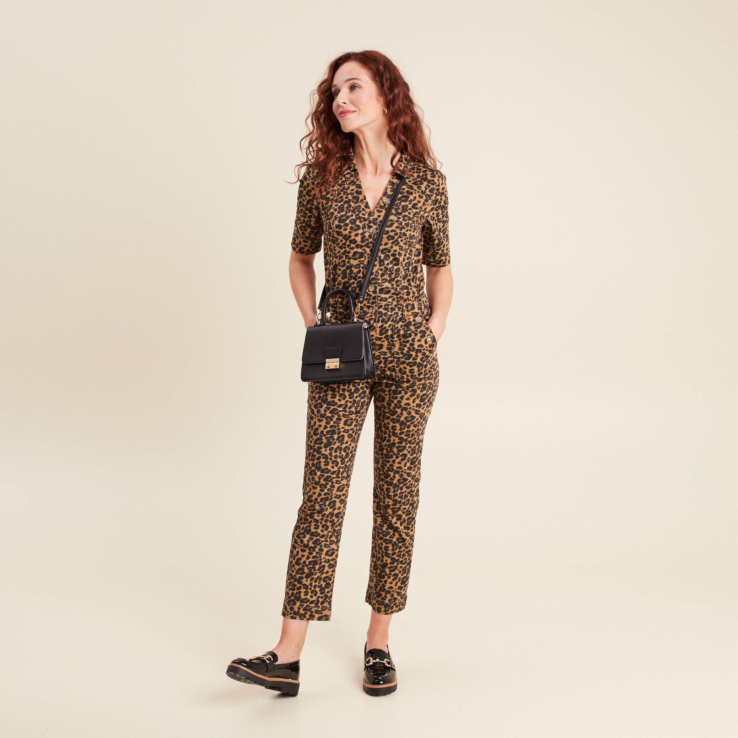 Combinaison pantalon &agrave; pont marron femme