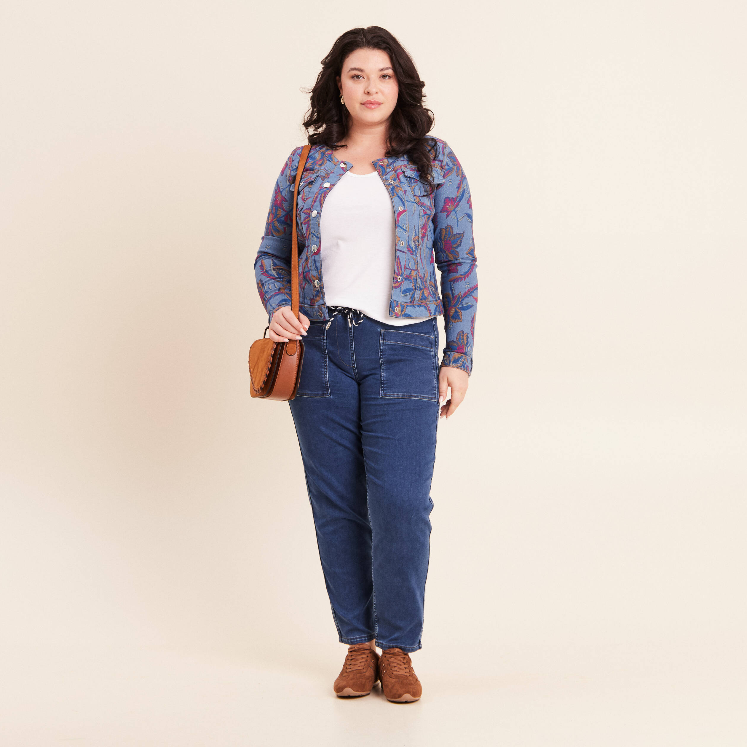 Jean droit r&eacute;versible bleu femme