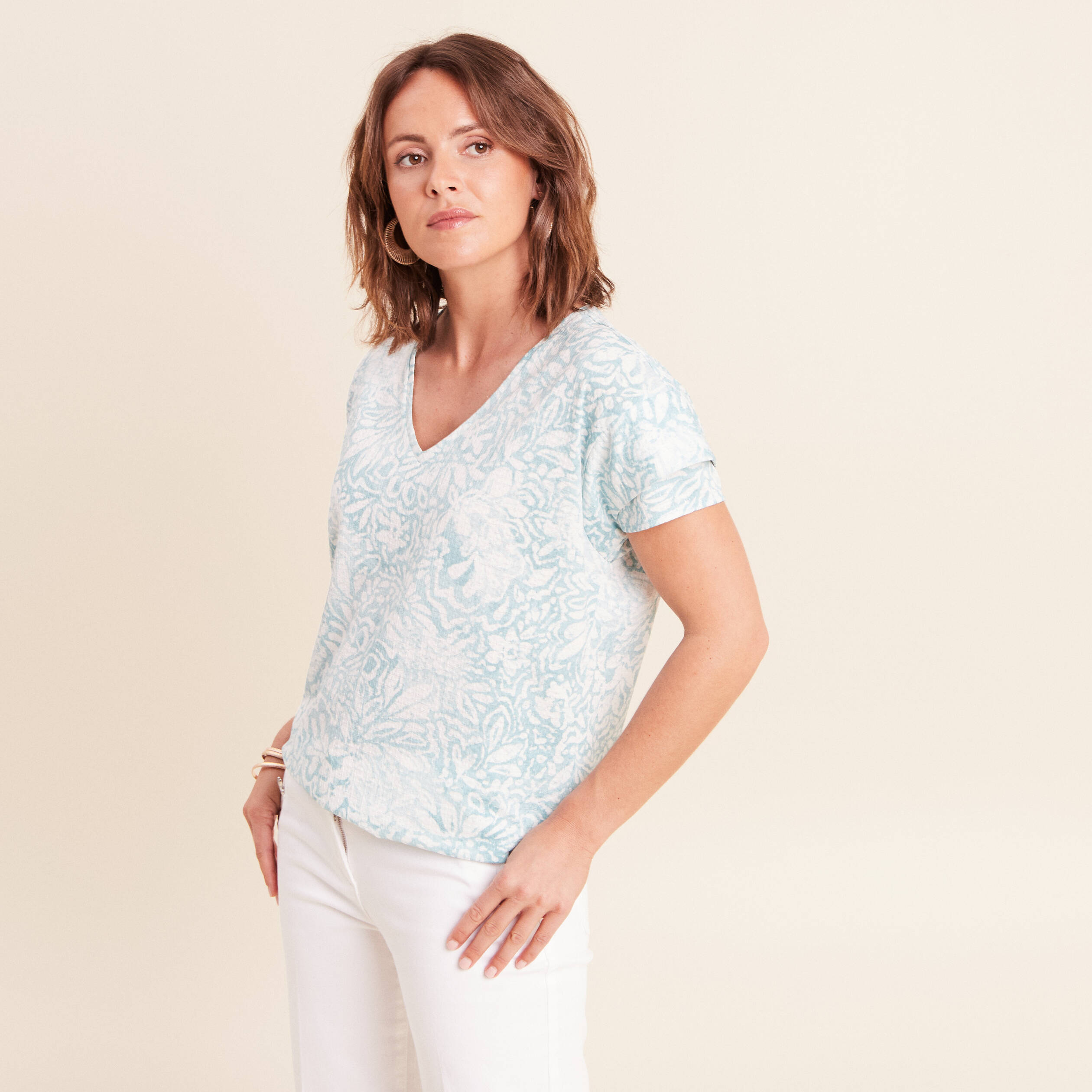 T-shirt manches courtes vert pastel femme