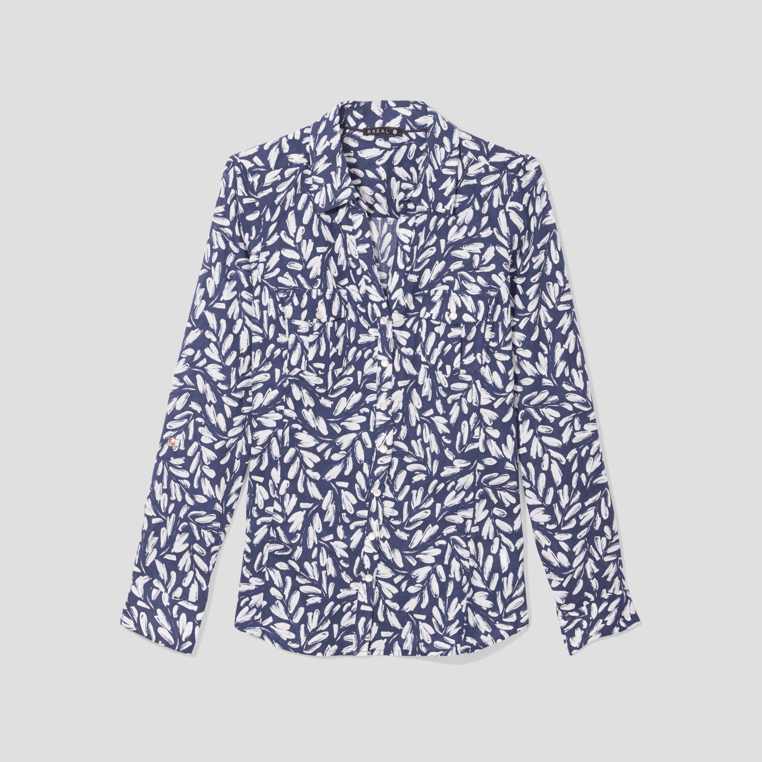 Chemise manches longues bleu foncé femme