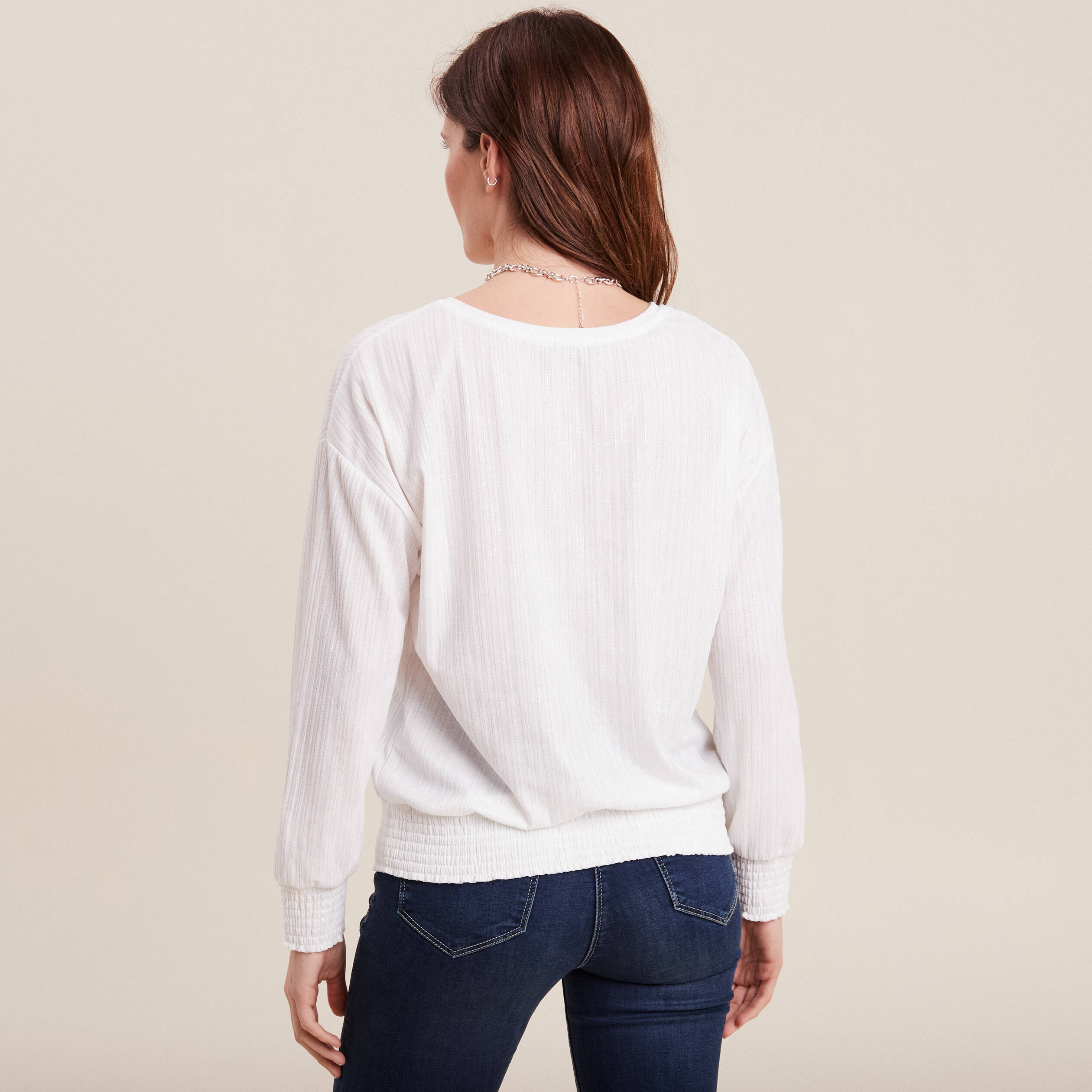 T-shirt manches longues ecru femme