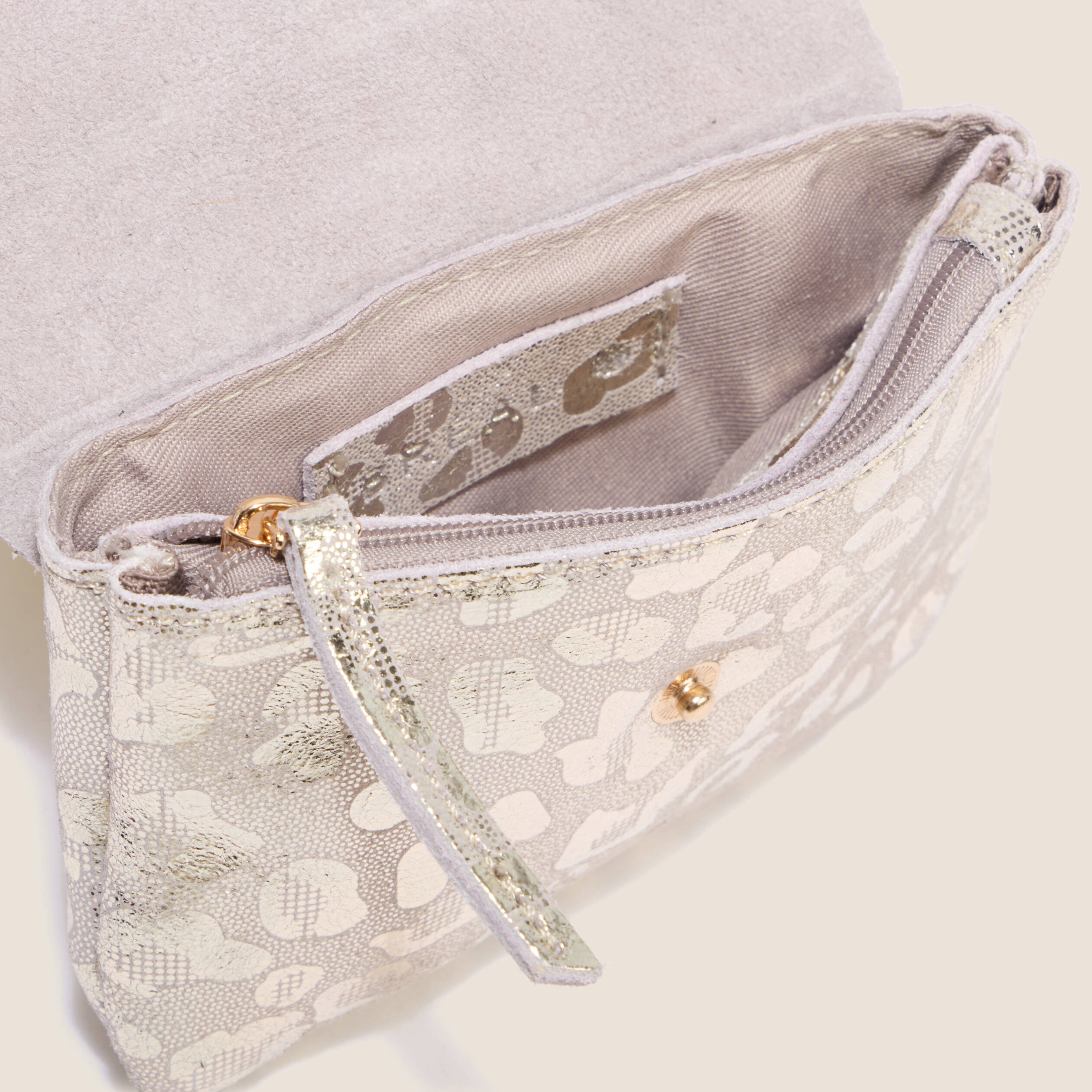 Porte-monnaie en cro&ucirc;te de cuir gris femme
