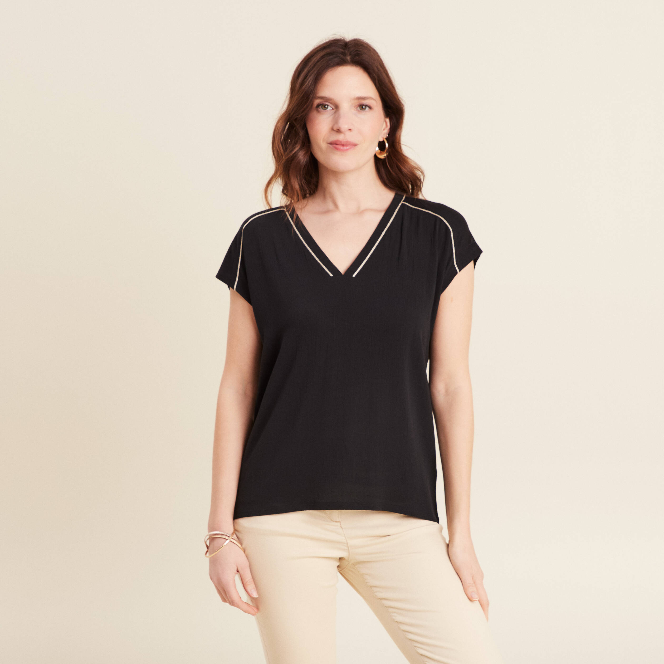 T-shirt manches courtes noir femme