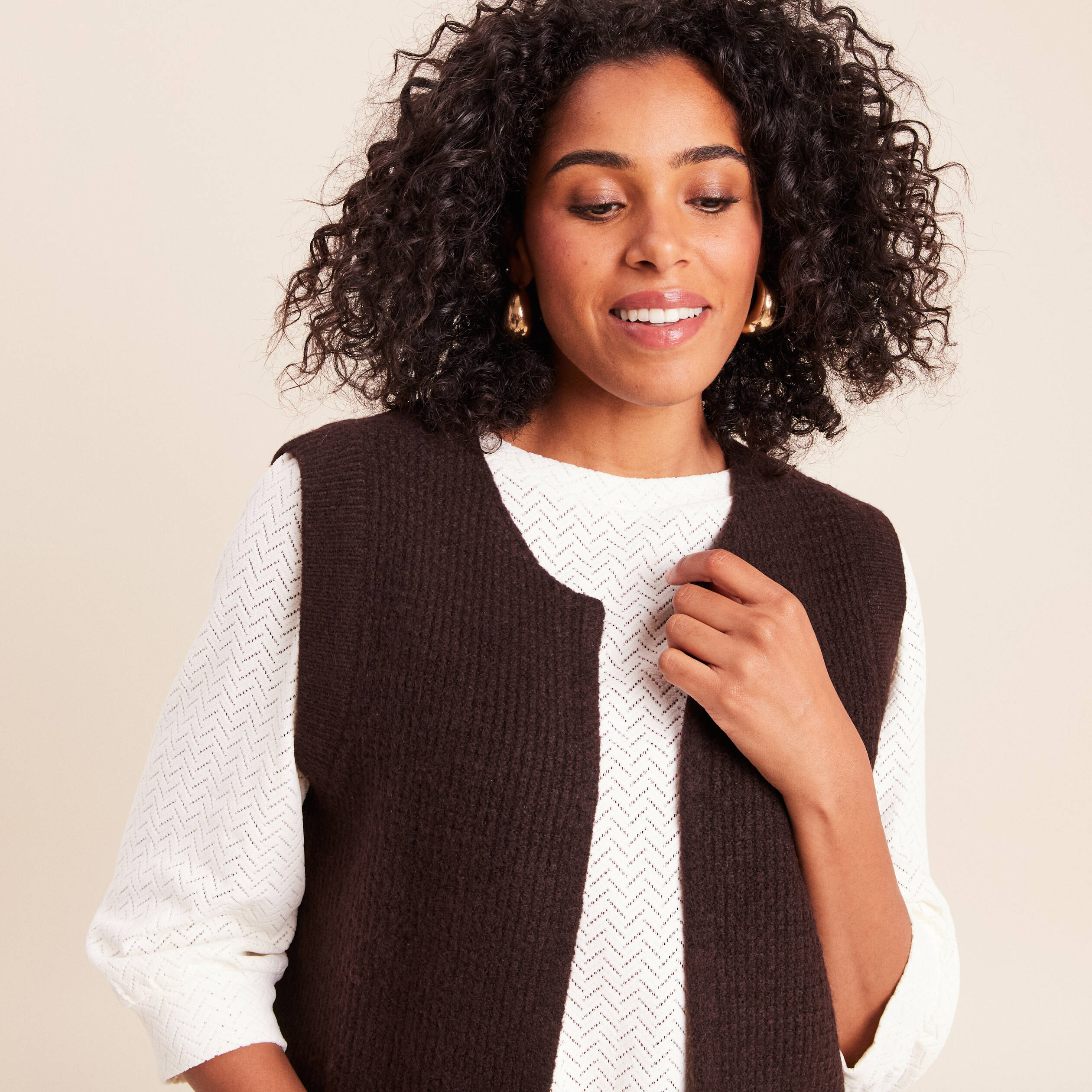 Gilet sans manches marron fonc&eacute; femme