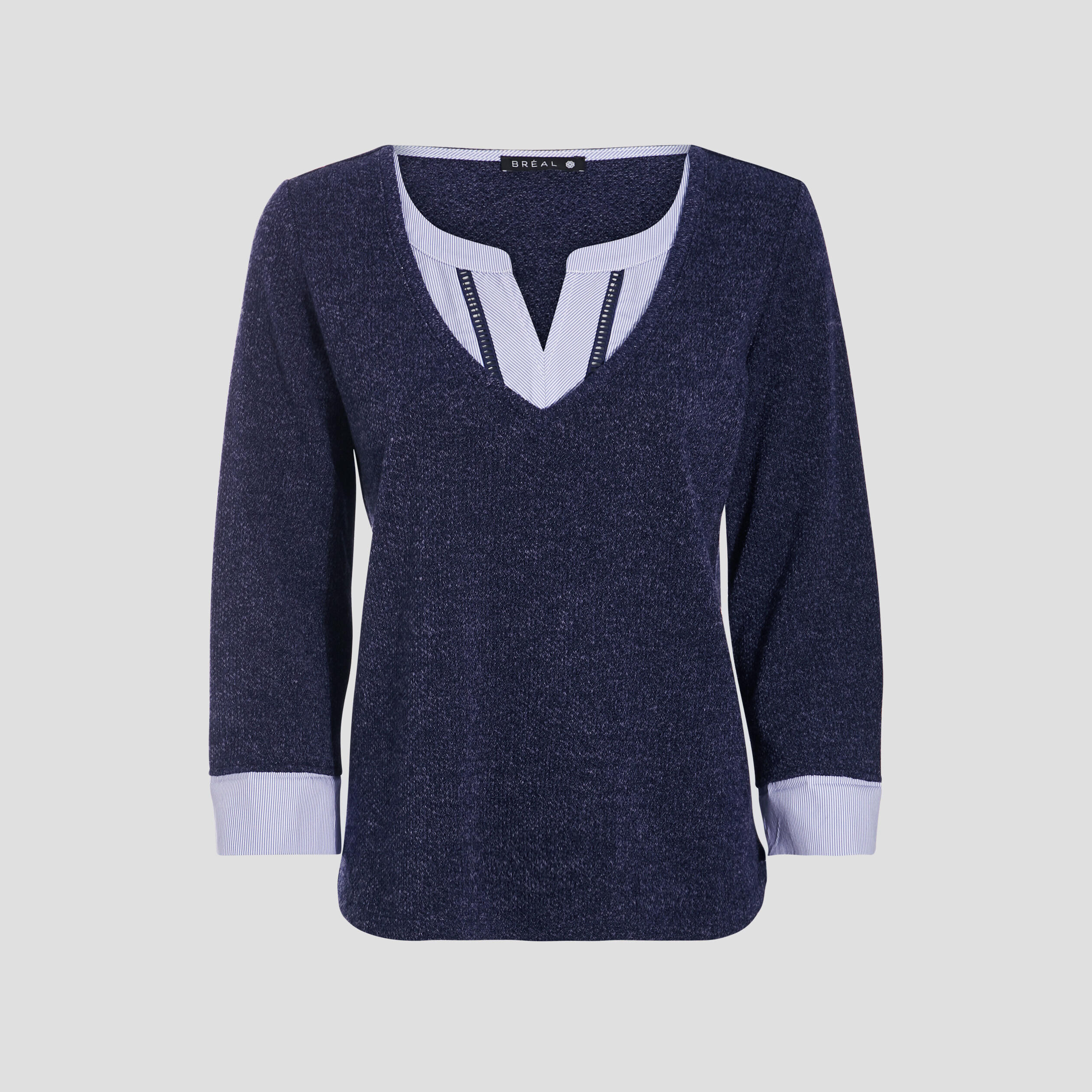 T-shirt manches 3/4 bleu marine femme