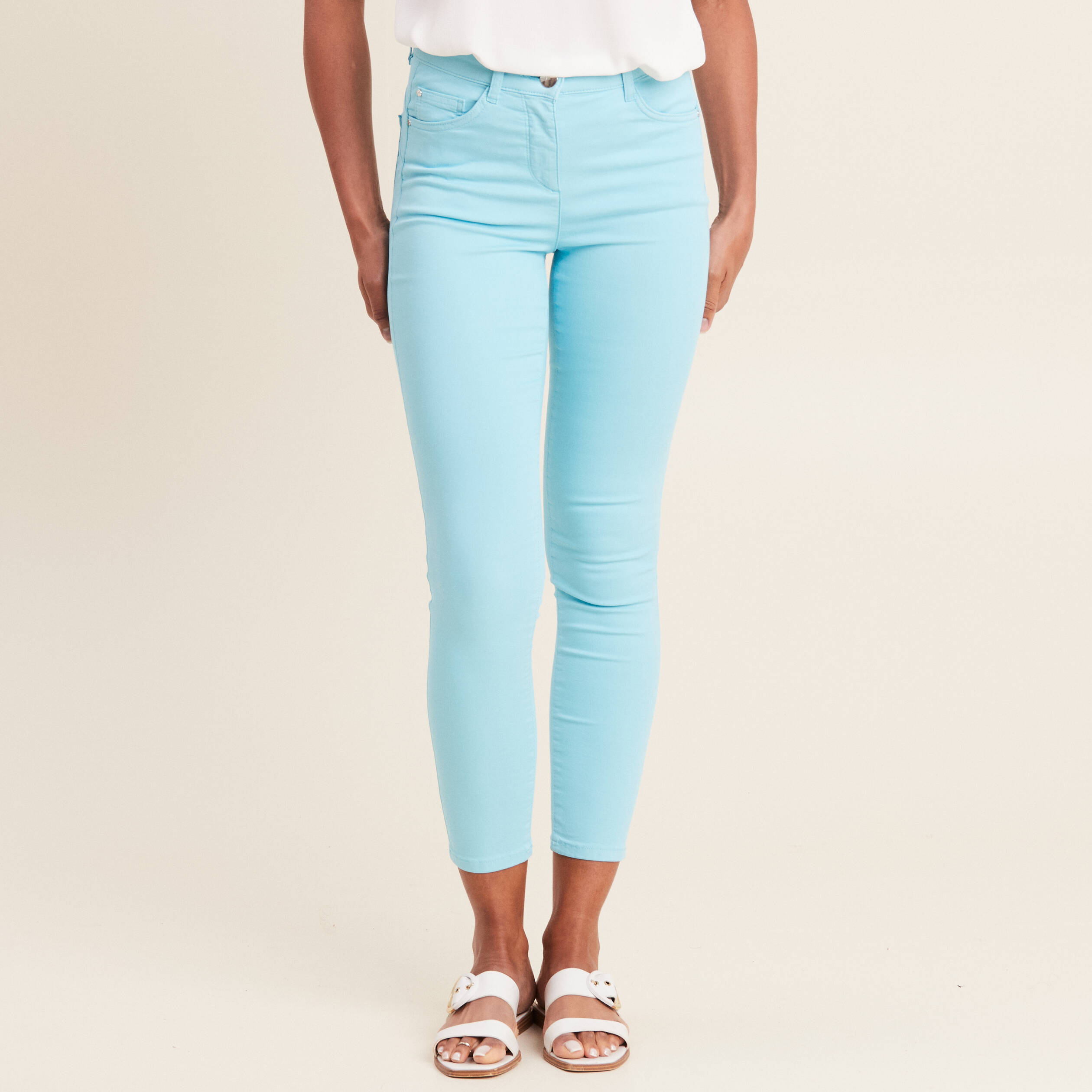 Pantalon léger taille standard 7/8ème bleu femme