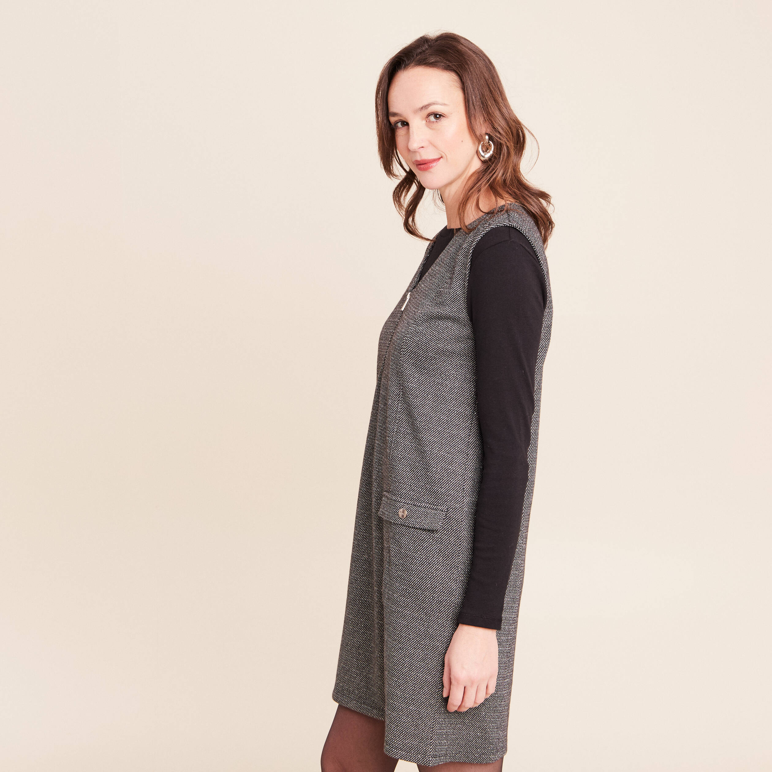 Robe chasuble gris femme