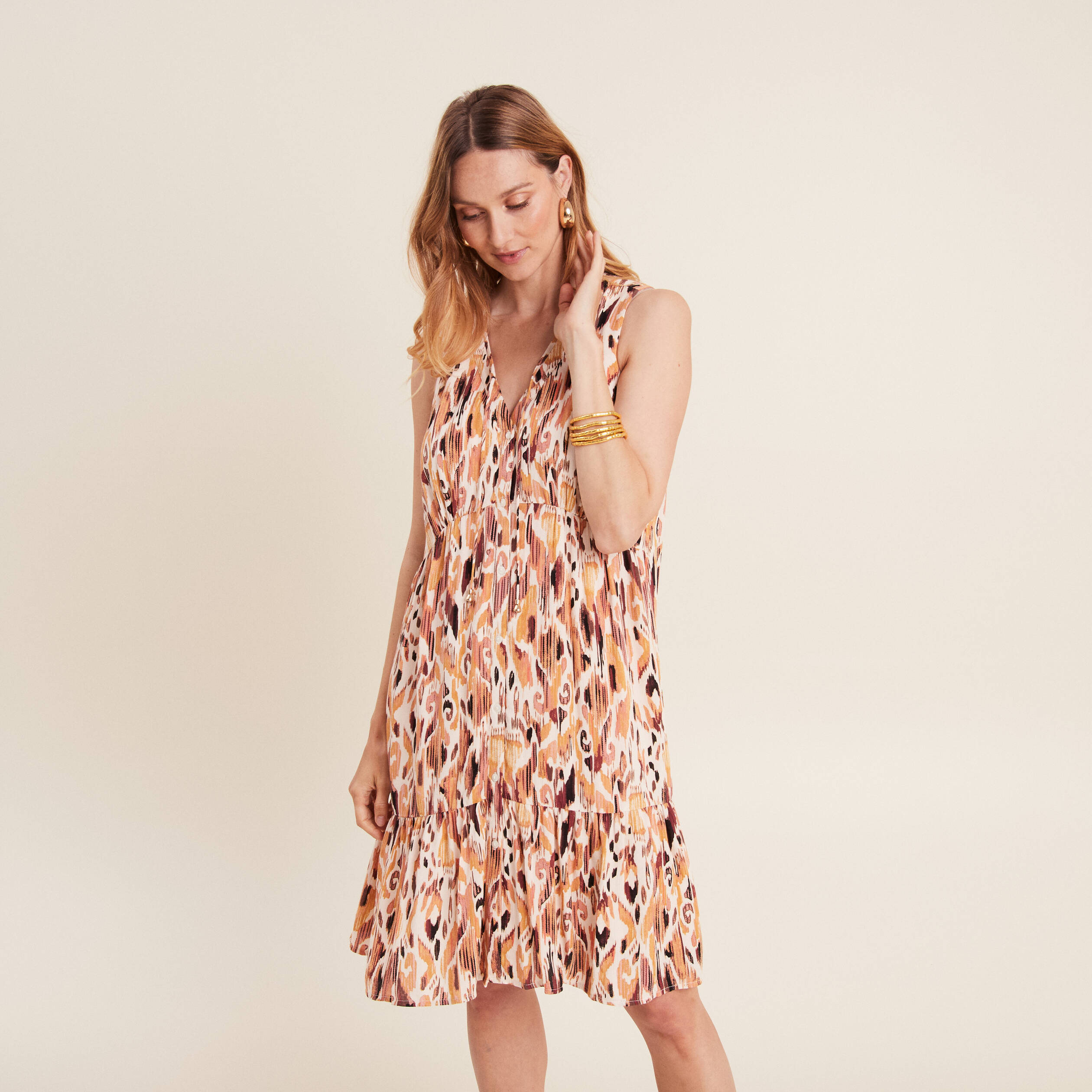 Robe &eacute;vas&eacute;e sans manches blanc femme