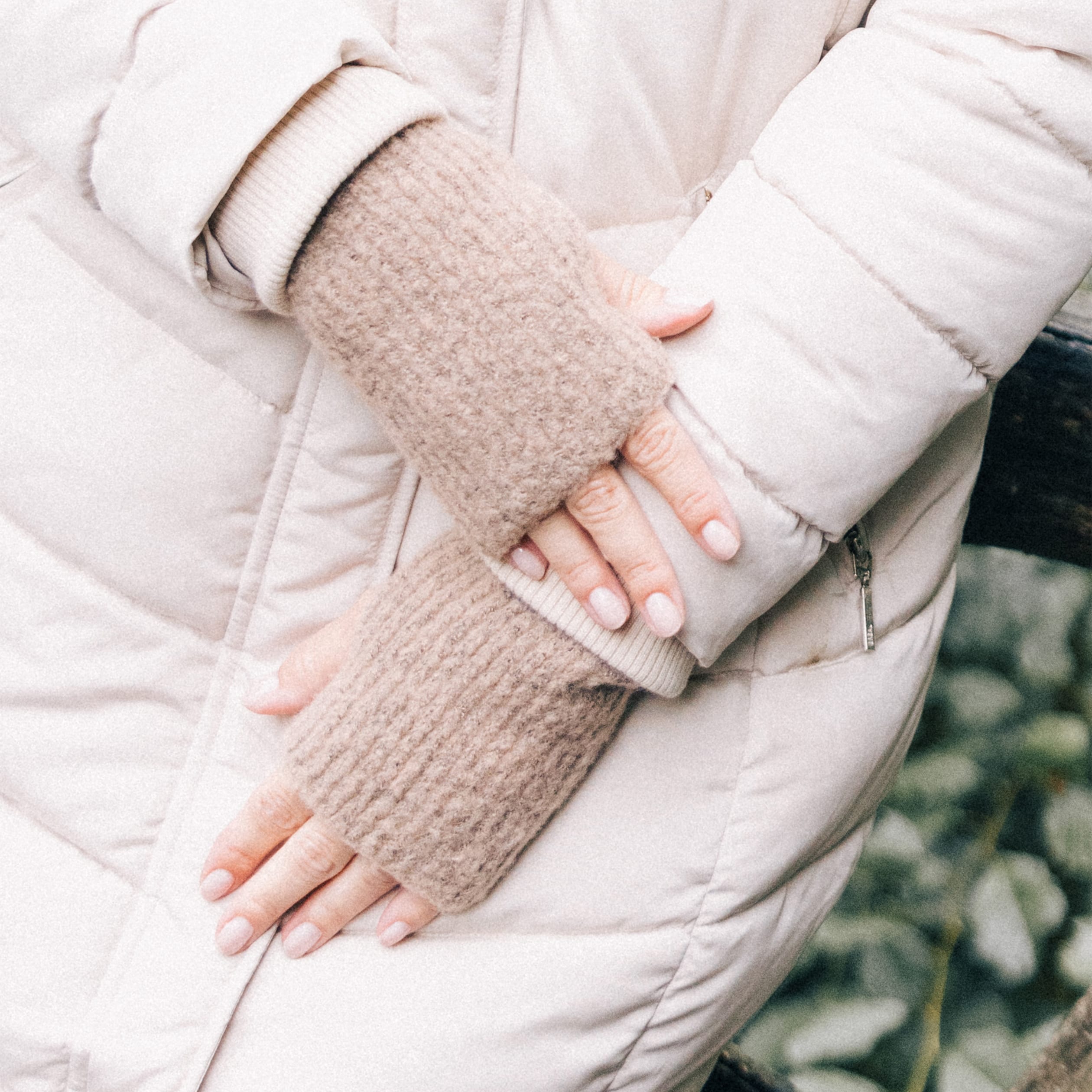 Gants avec mitaines amovibles taupe femme