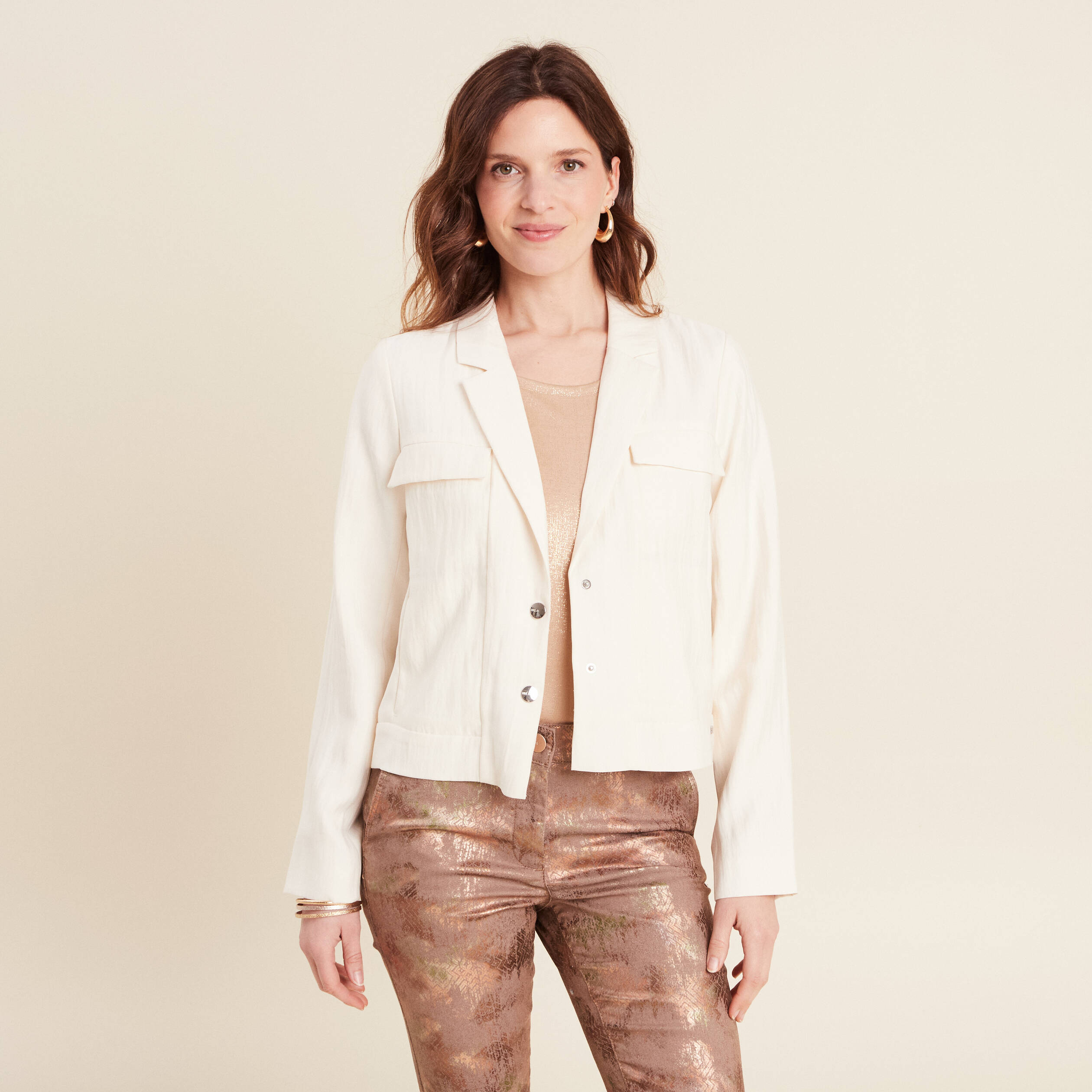 Veste esprit tailleur ecru femme