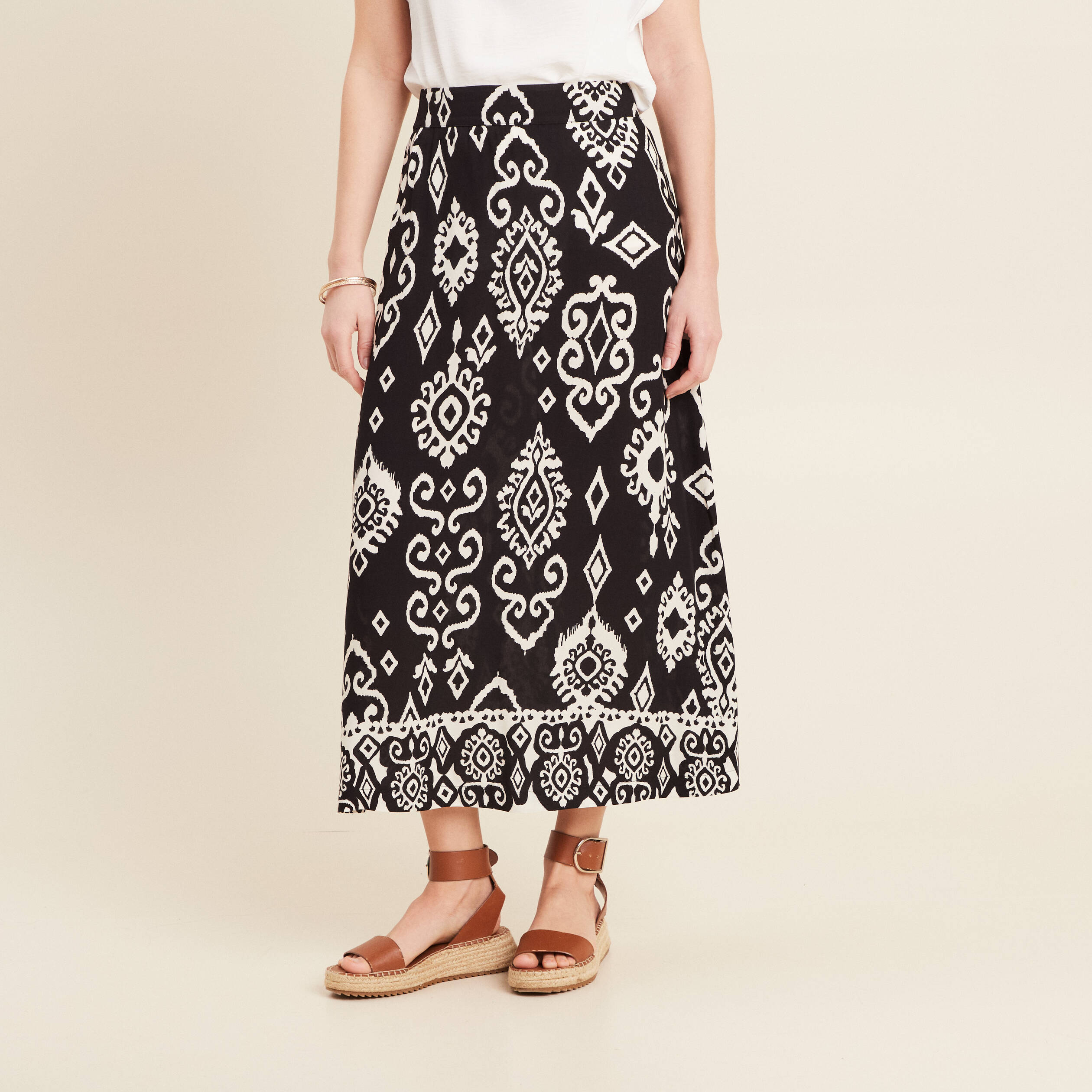 Jupe fluide taille standard noir femme