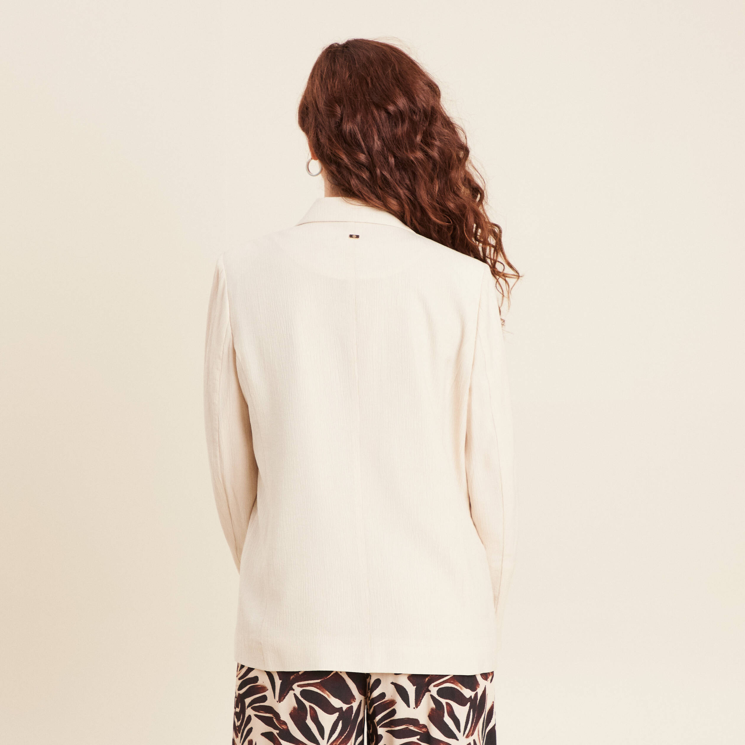 Veste tailleur fluide ivoire femme