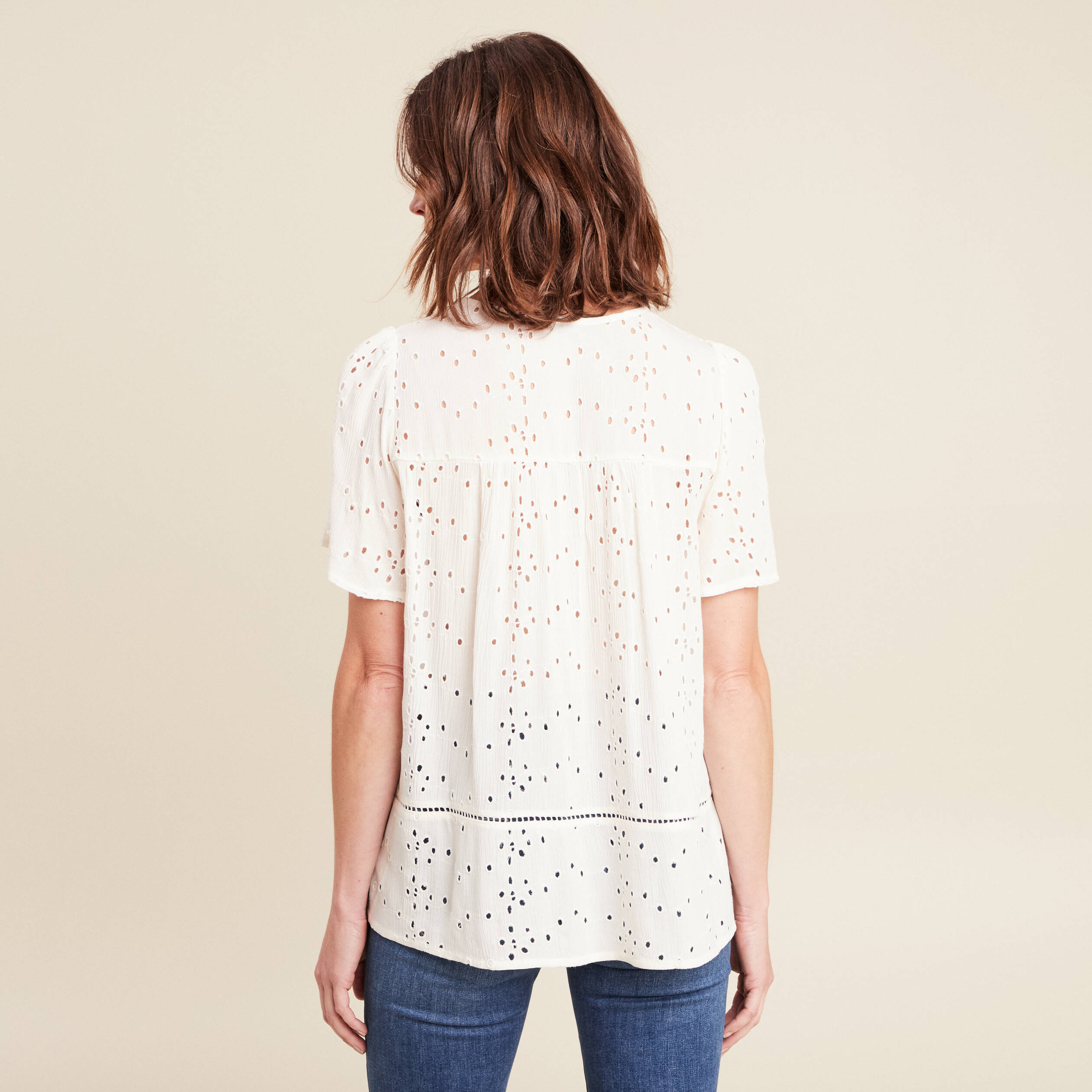 blouse ample manches courtes ecru femme Blouse ample manches courtes ecru femme