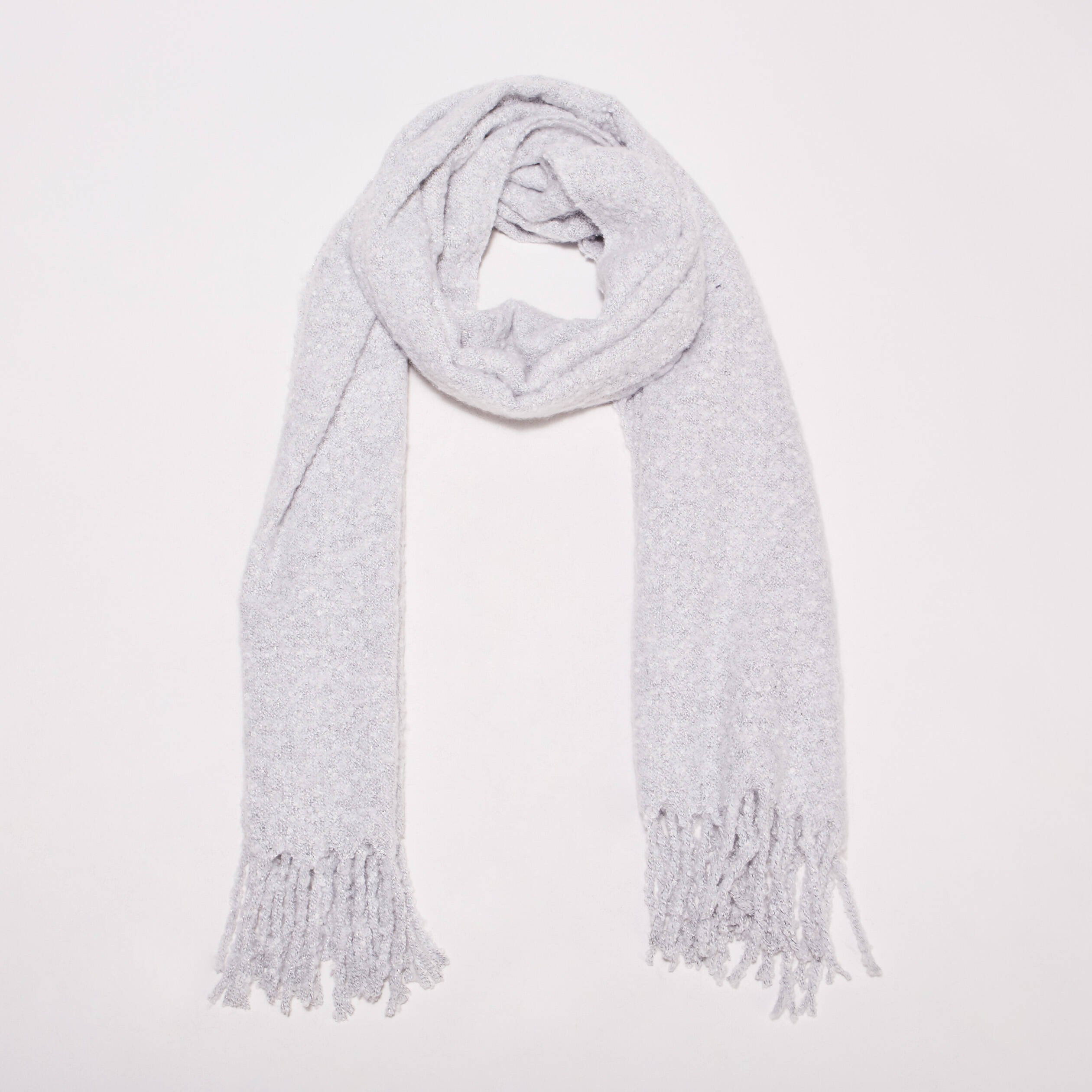 echarpe a franges gris clair femme Écharpe à franges gris clair femme