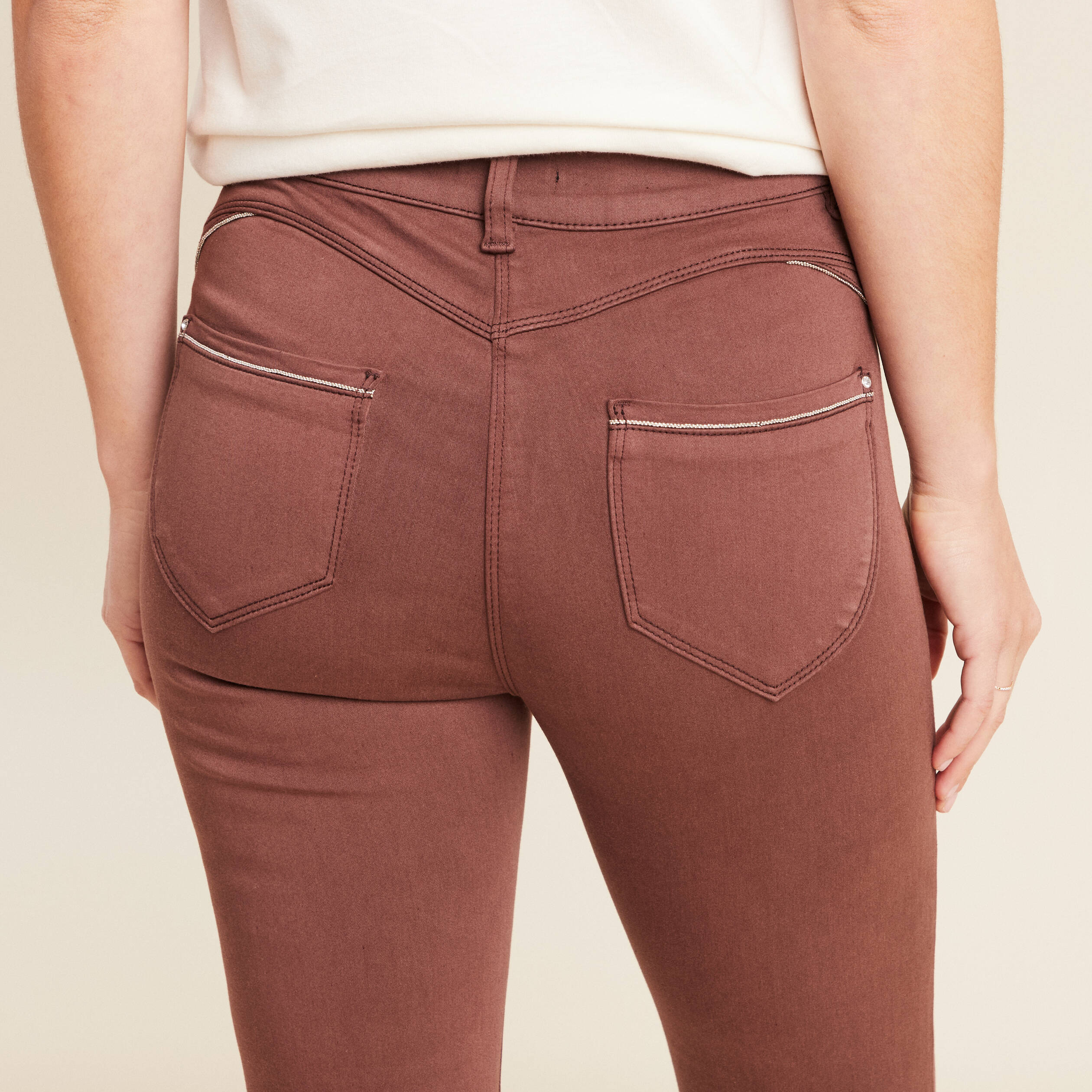 Pantalon Mom Taille Haute C'Melodie - Brun - Viscose élastique - Taille 44 - Neuf Avec étiquettes